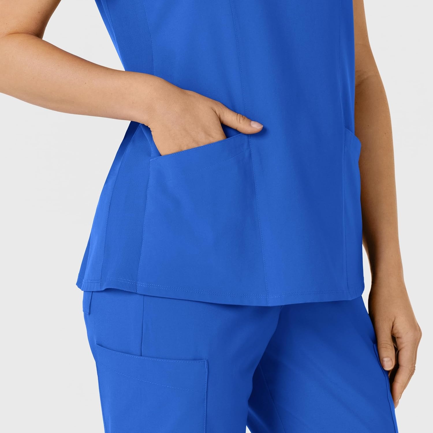 WINK Women’s Women’s Flex-n-reach Side Panel V-neck Scrub Top(Royal)