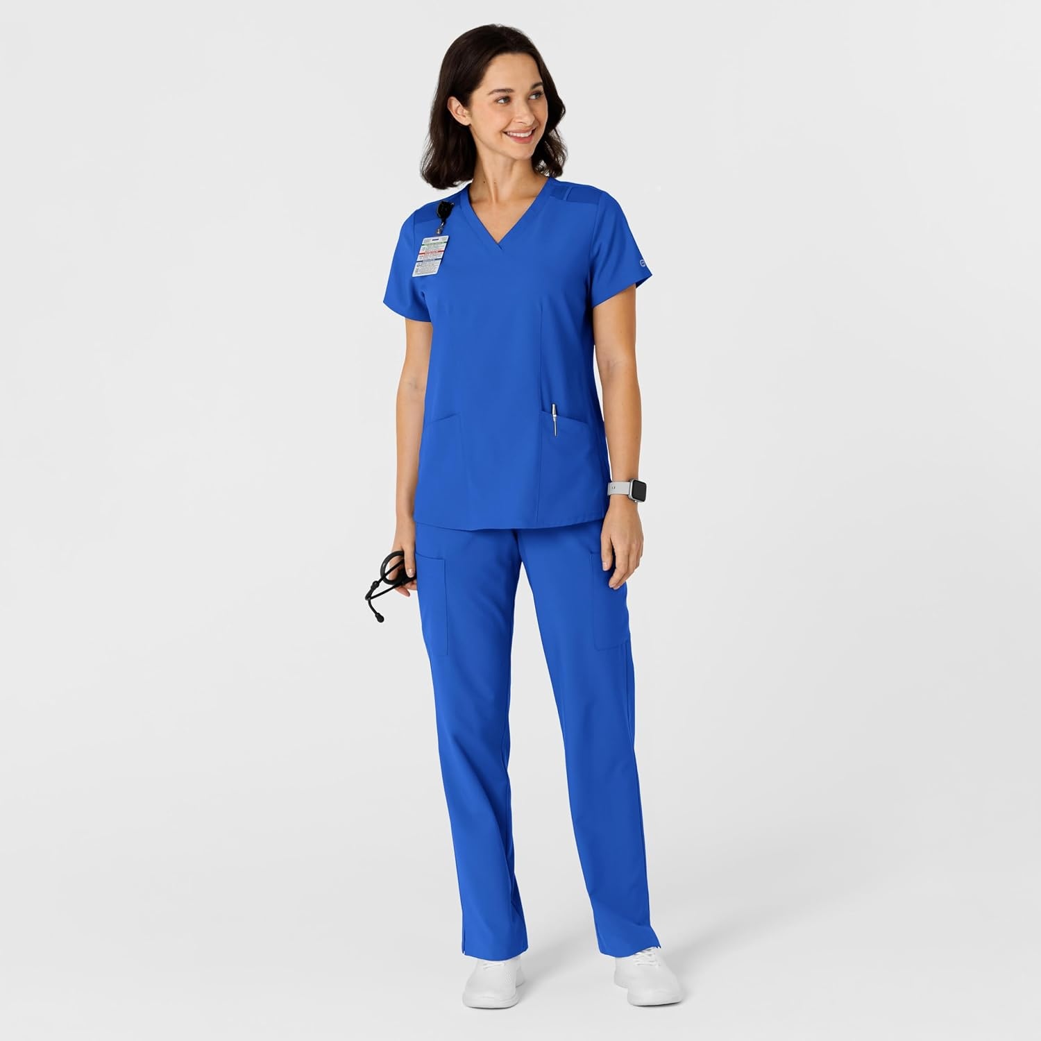 WINK Women’s Women’s Flex-n-reach Side Panel V-neck Scrub Top(Royal)