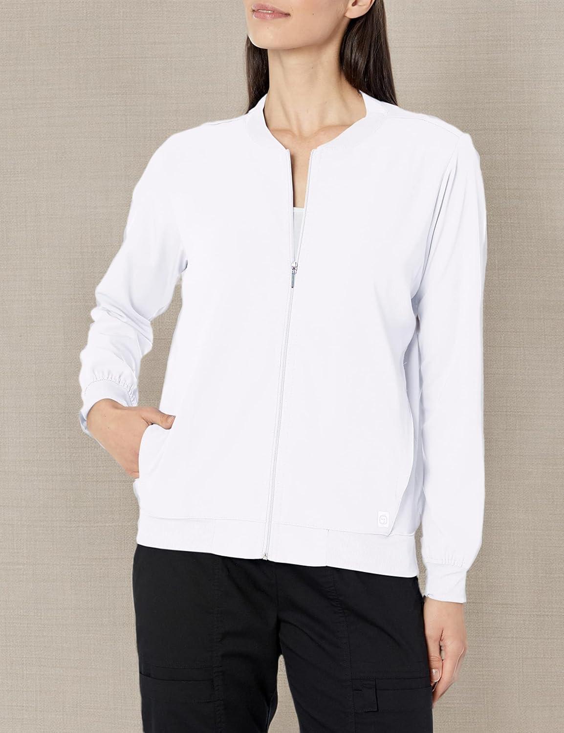 WonderWink womens Bomber Jacket(White)