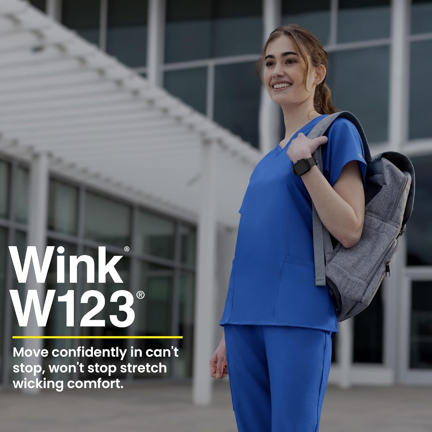 WINK W123 Women’s Basic V-Neck Scrub Top(Royal)