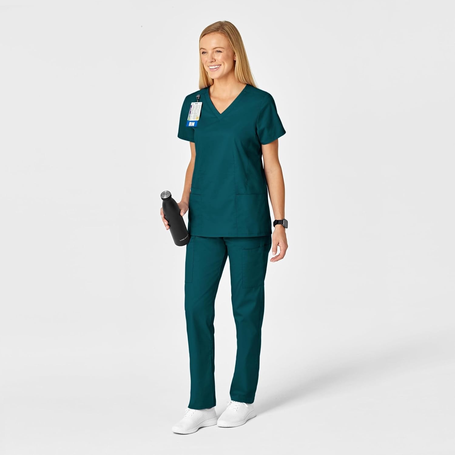 Wink WonderWORK Women’s Shaped V-Neck Scrub Top(Caribbean Blue)