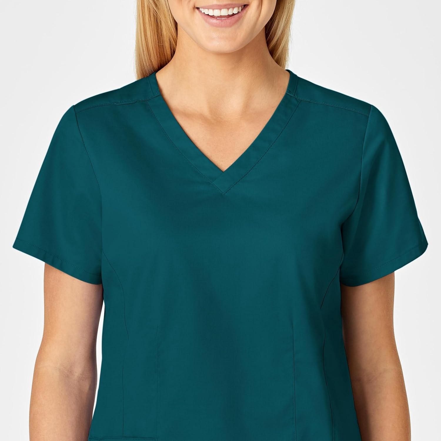 Wink WonderWORK Women’s Shaped V-Neck Scrub Top(Caribbean Blue)