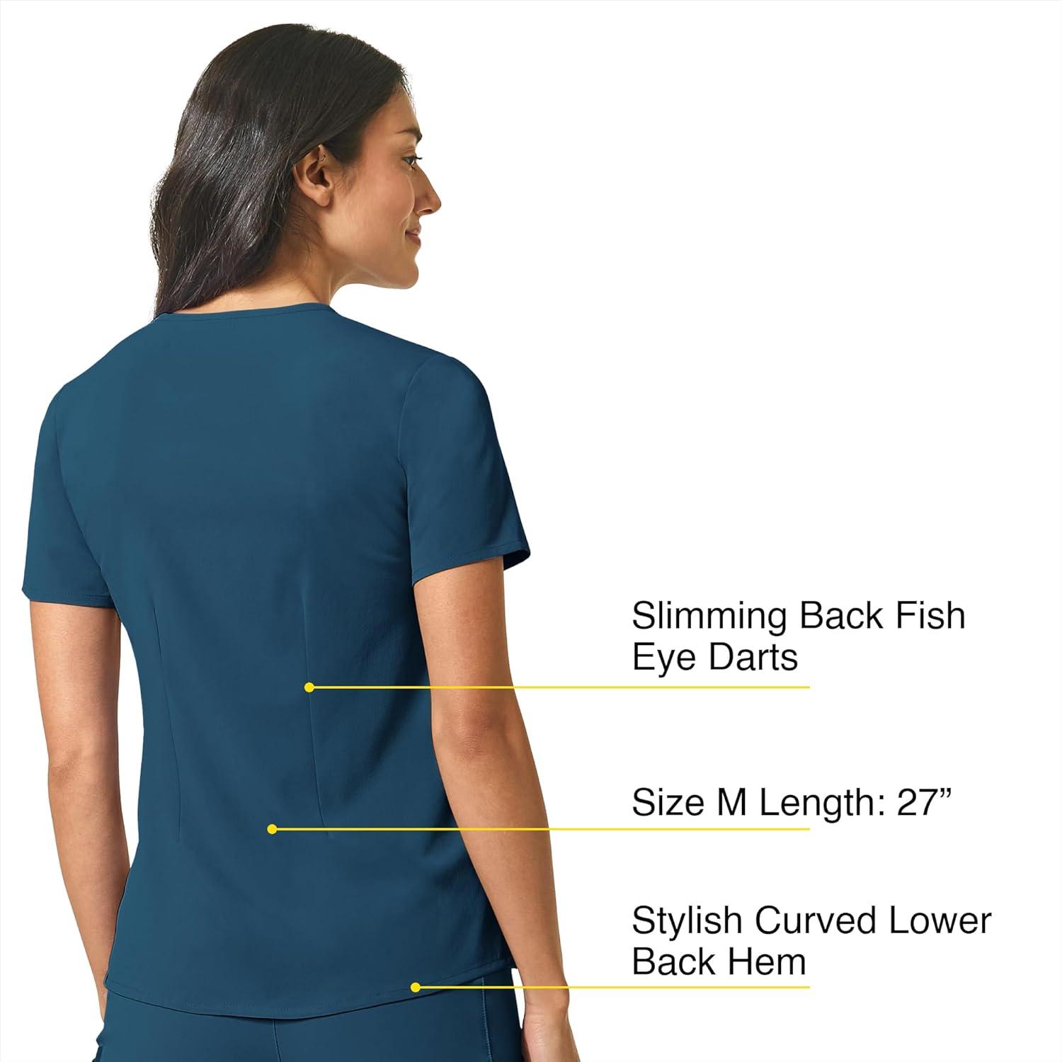 WonderWink Womens Mandarin Collar Tuck-in Top(Caribbean)
