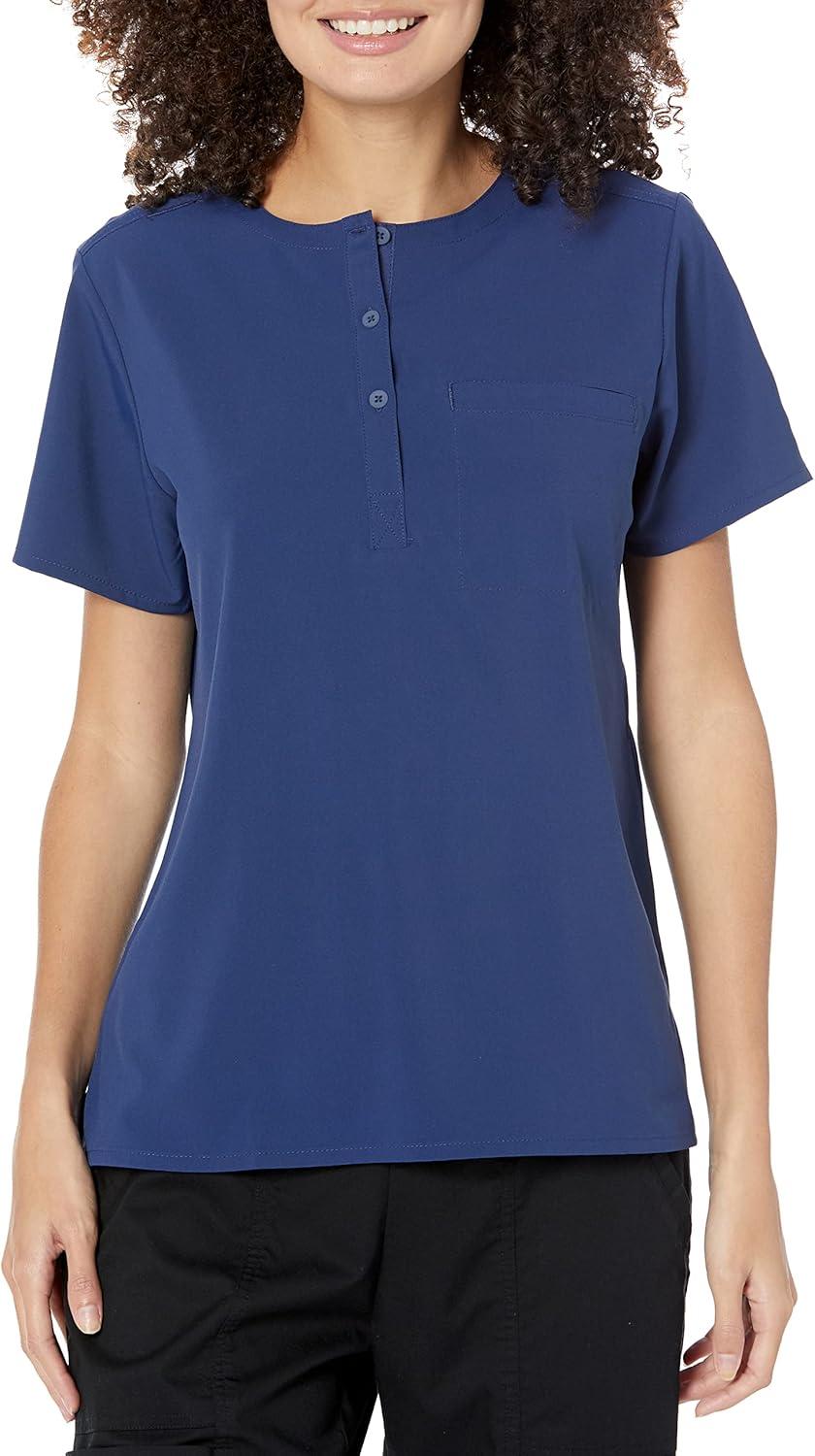 WonderWink Womens Mandarin Collar Tuck-in Top(Navy)