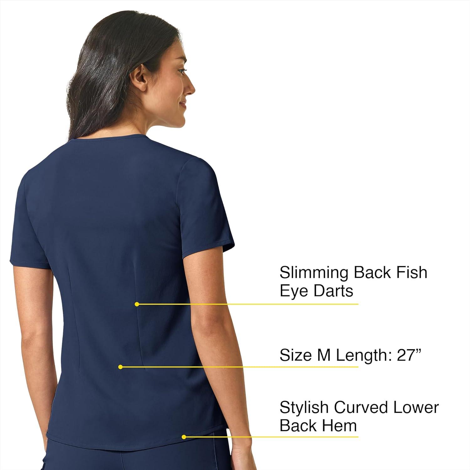 WonderWink Womens Mandarin Collar Tuck-in Top(Navy)