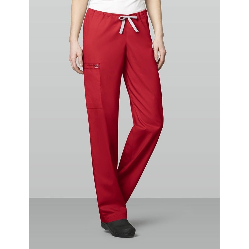 Wink WonderWORK Unisex Drawstring Cargo Scrub Pant(Red)