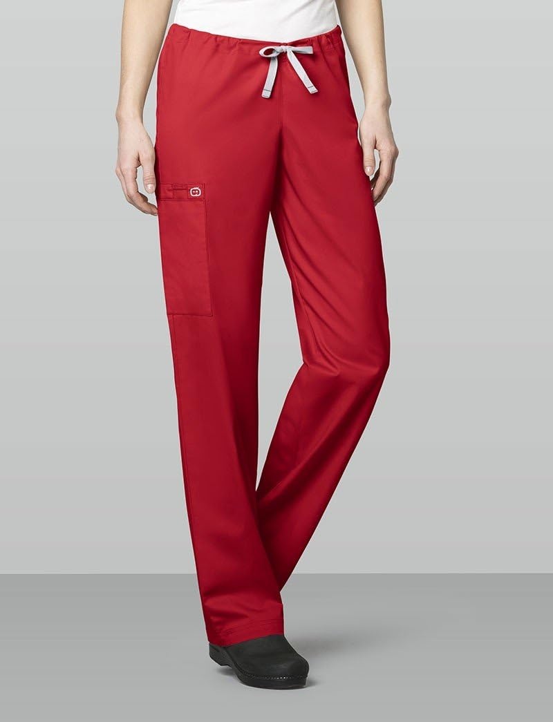Wink WonderWORK Unisex Drawstring Cargo Scrub Pant(Red)