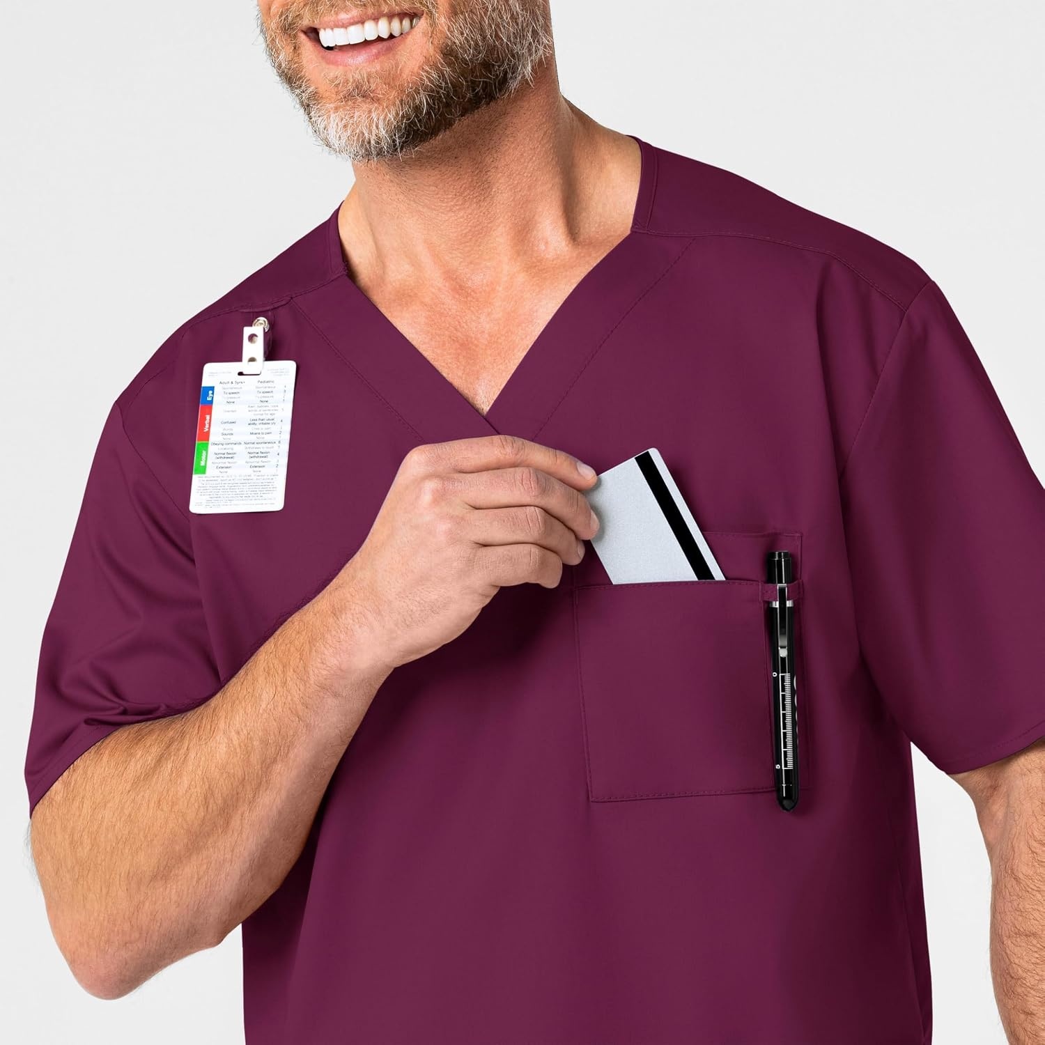 WonderWink Men’s Big Wonderwork Big Men’s V Neck Scrub Top(Wine)