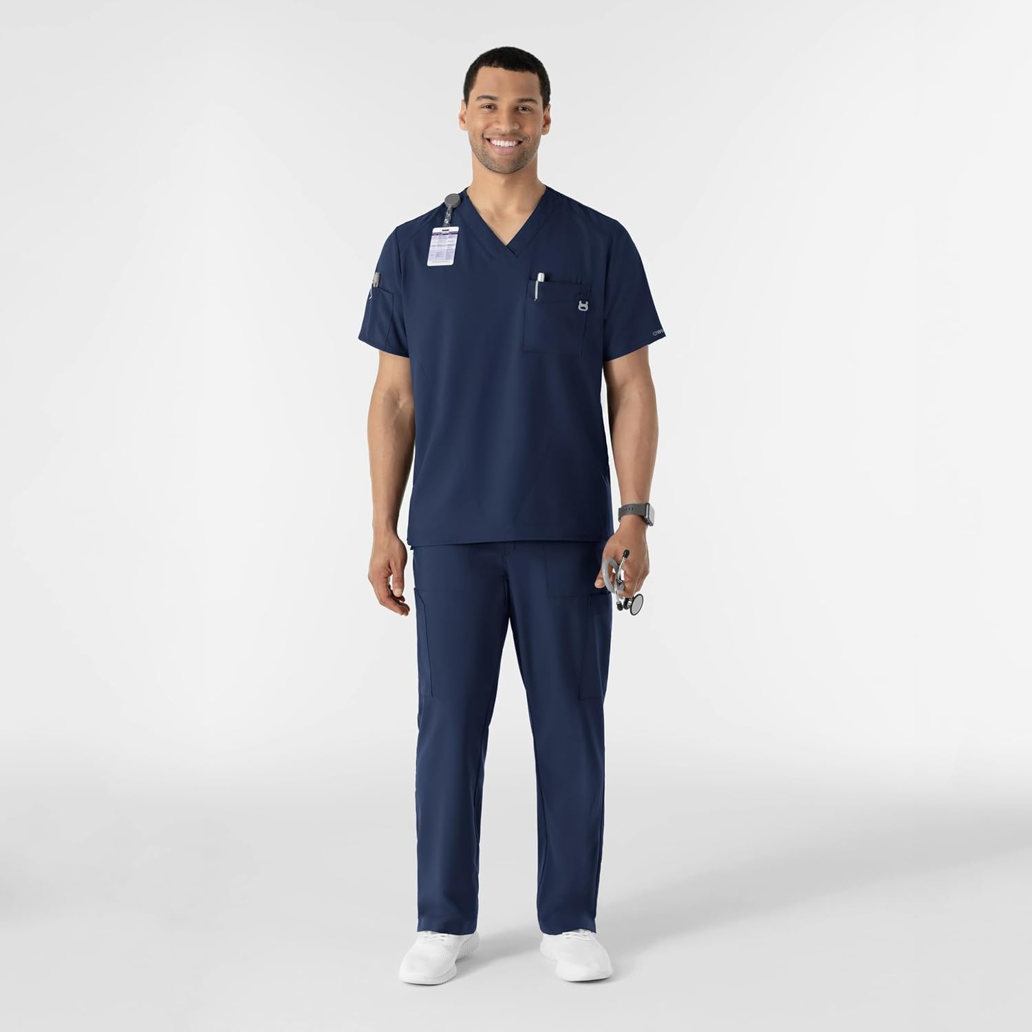 WINK W123 Men’s V-Neck Scrub Top(Navy)