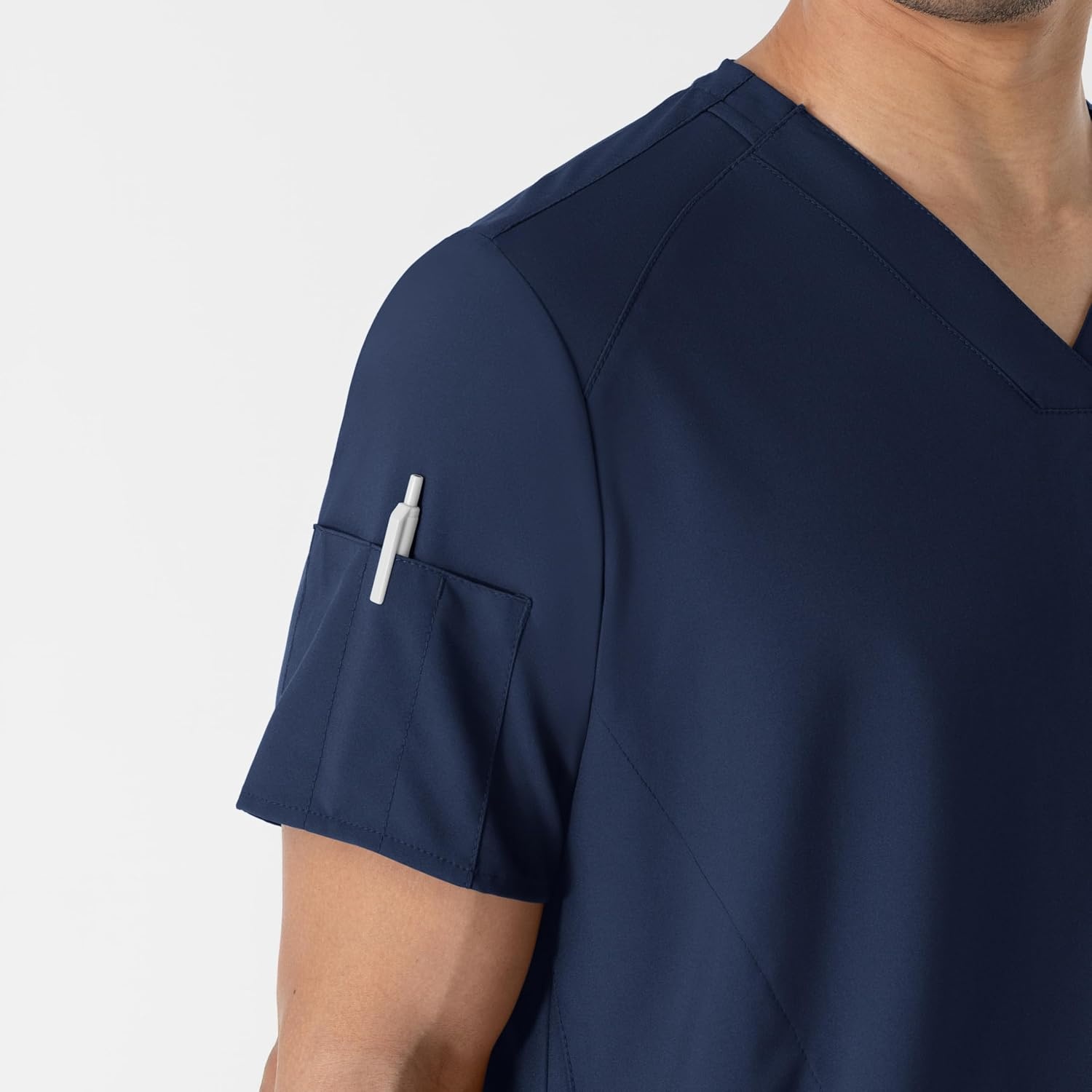 WINK W123 Men’s V-Neck Scrub Top(Navy)