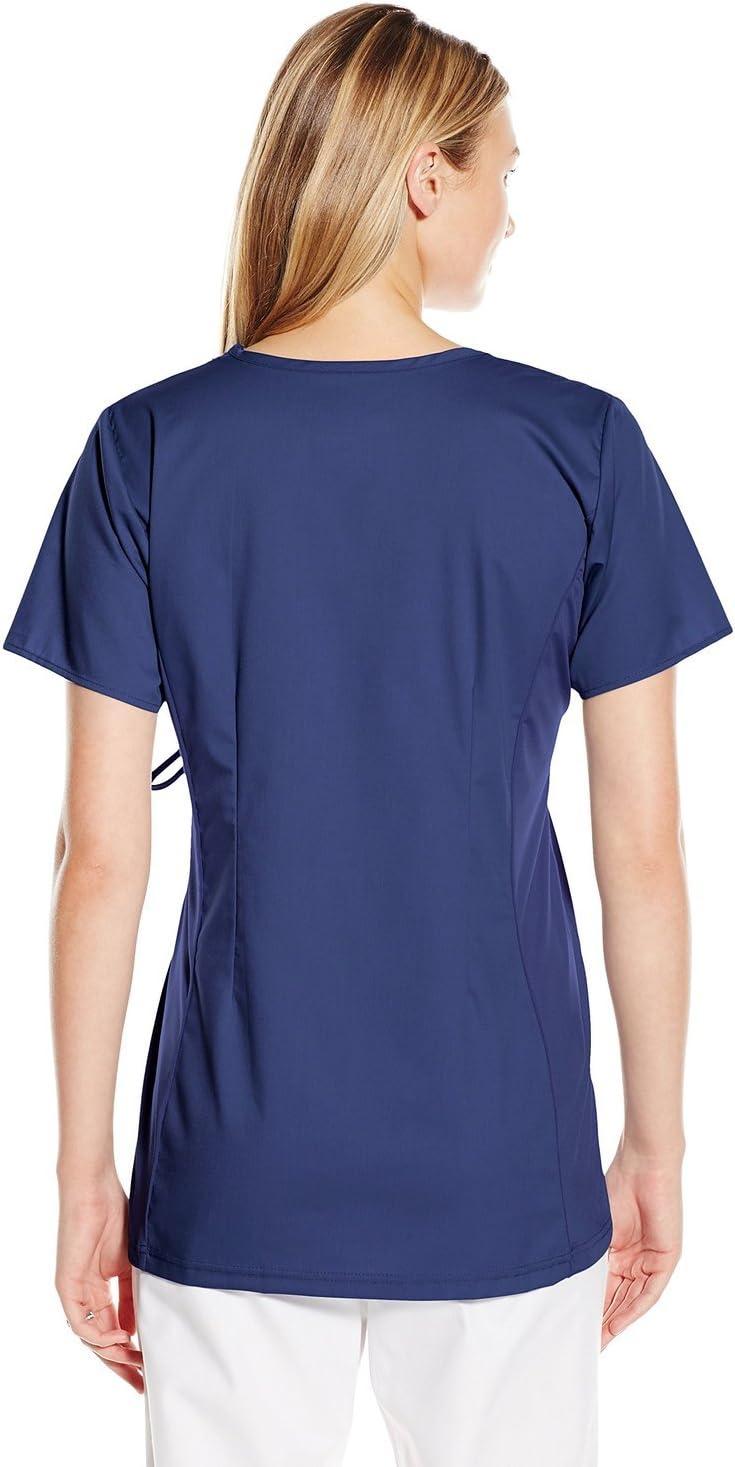 Wink WonderWORK Scrubs for Maternity Mock Wrap Scrub Tops(Navy)