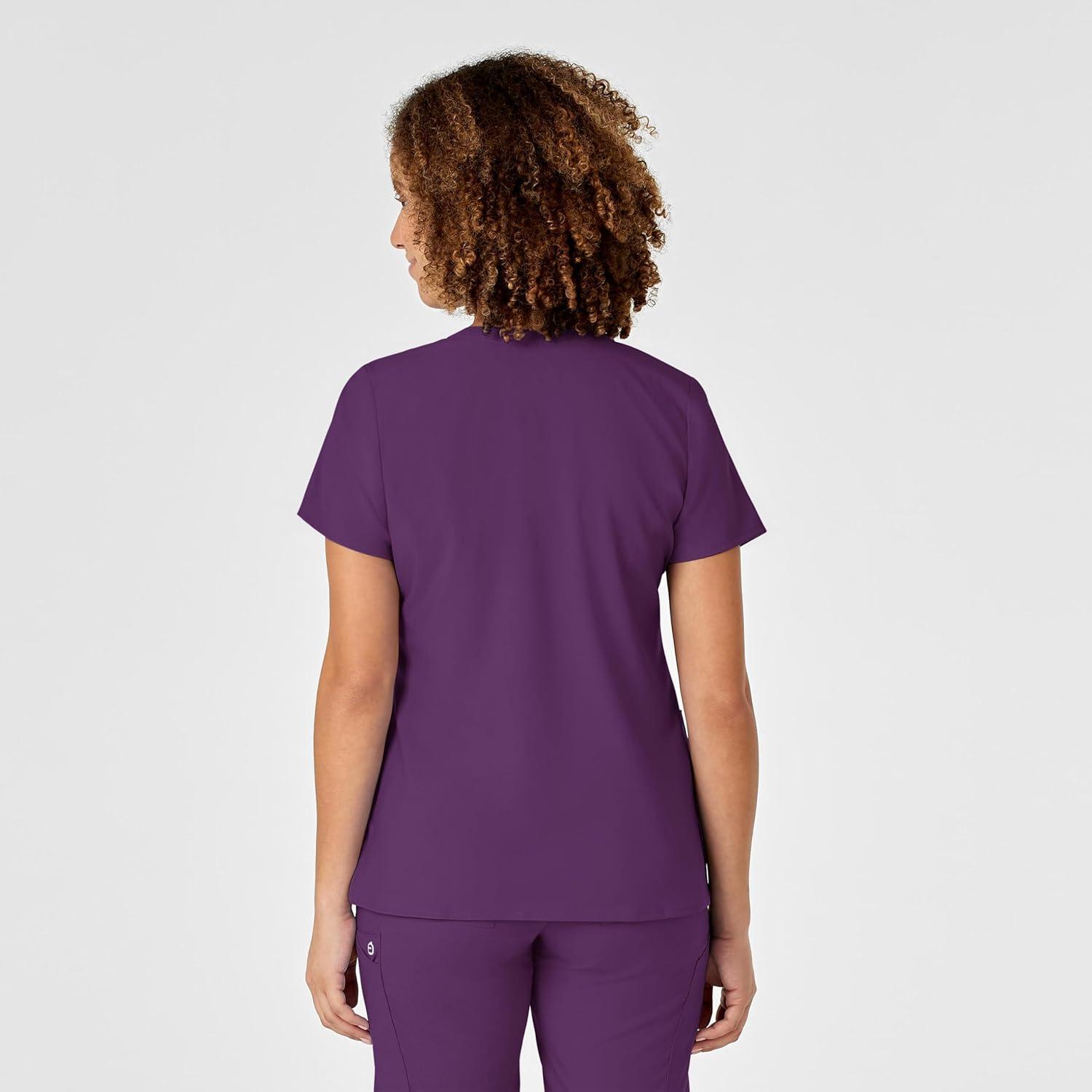 WonderWink Womens Women’s Mock Wrap Scrub Top(Eggplant)