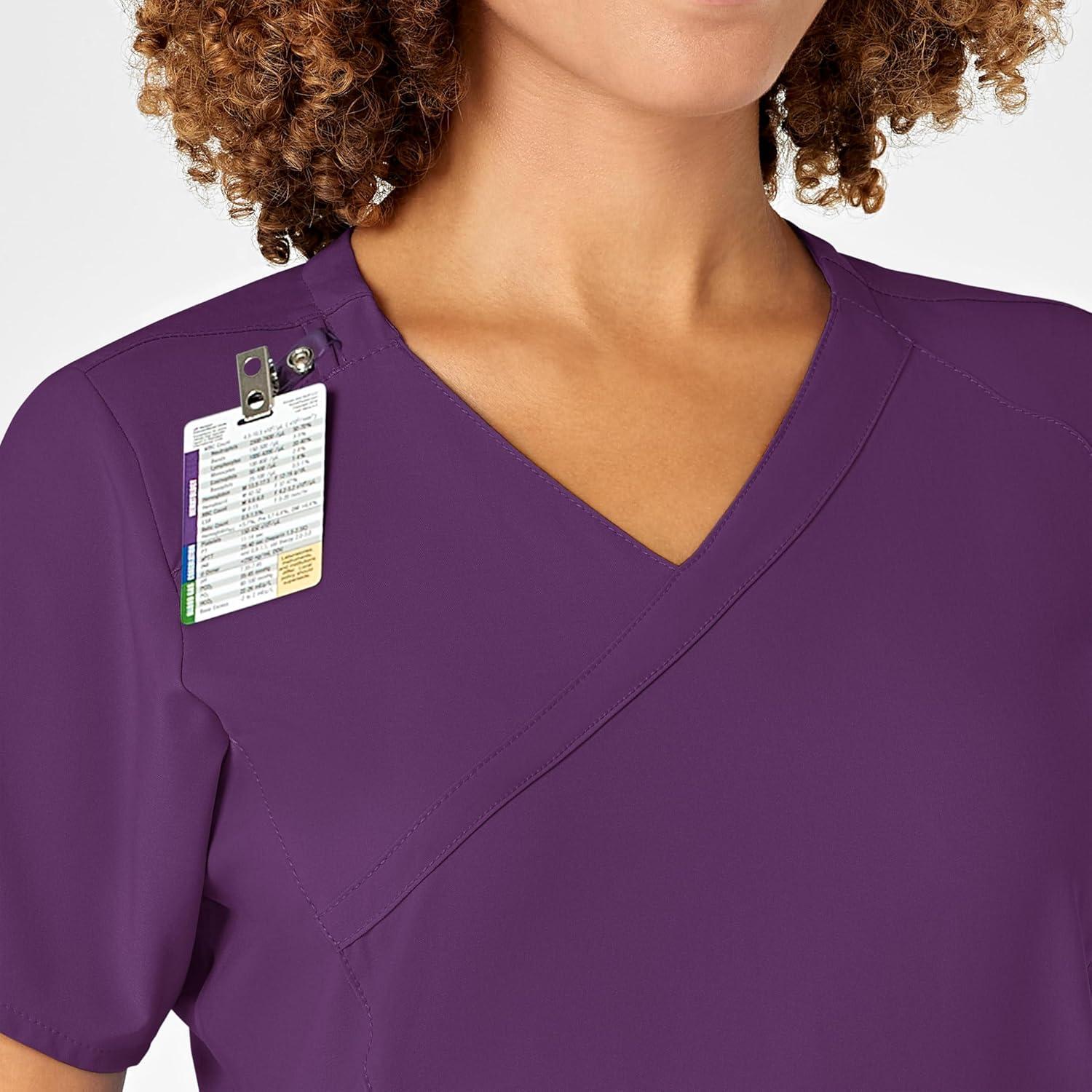 WonderWink Womens Women’s Mock Wrap Scrub Top(Eggplant)