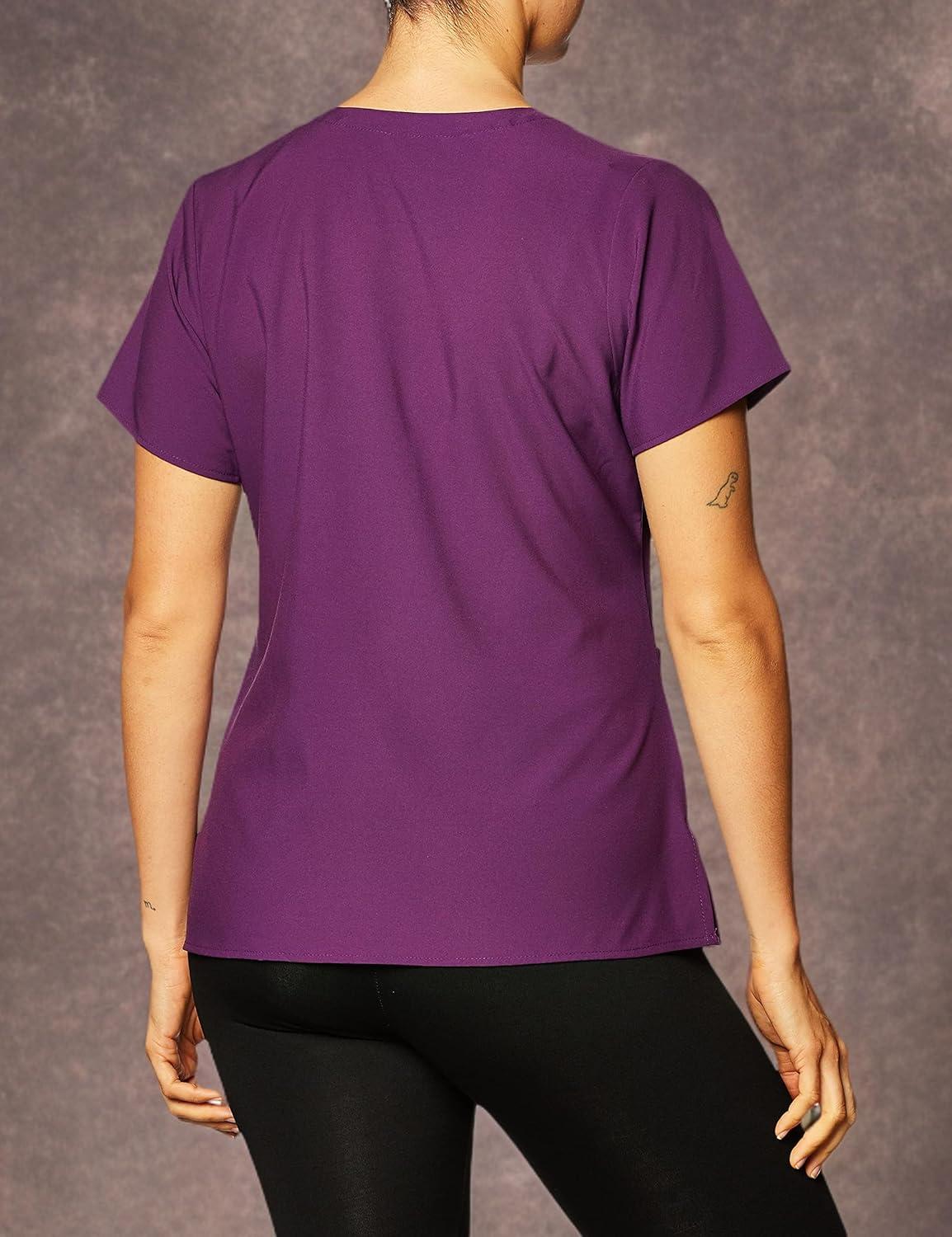WonderWink Womens Women’s Mock Wrap Scrub Top(Eggplant)