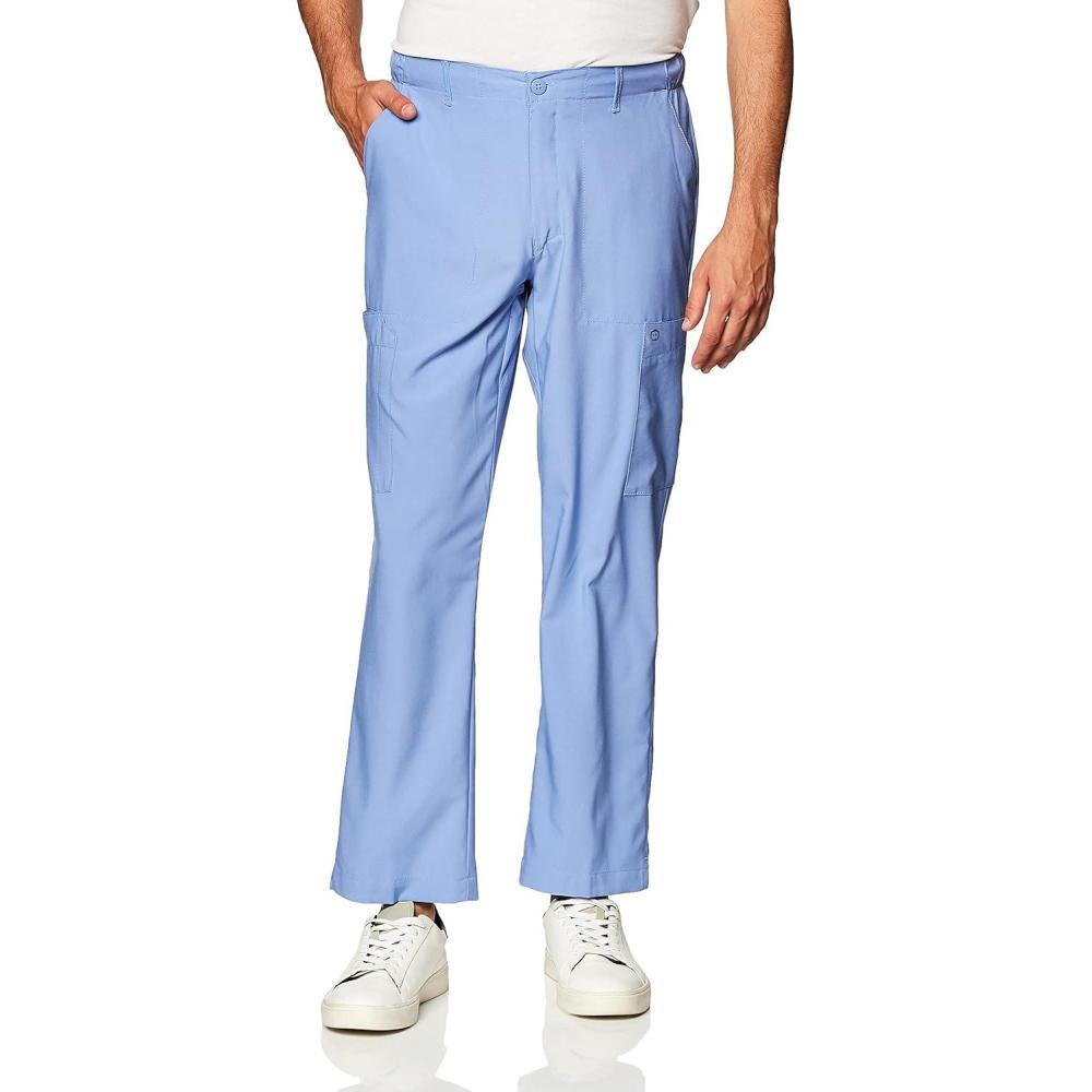 WonderWink Mens Men’s Flat Front Cargo Pant(Ceil Blue)