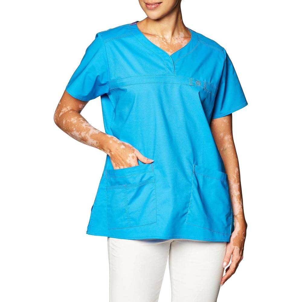 WonderWink Womens Wonderflex Patience Women’s Scrub Top(Malibu Blue)