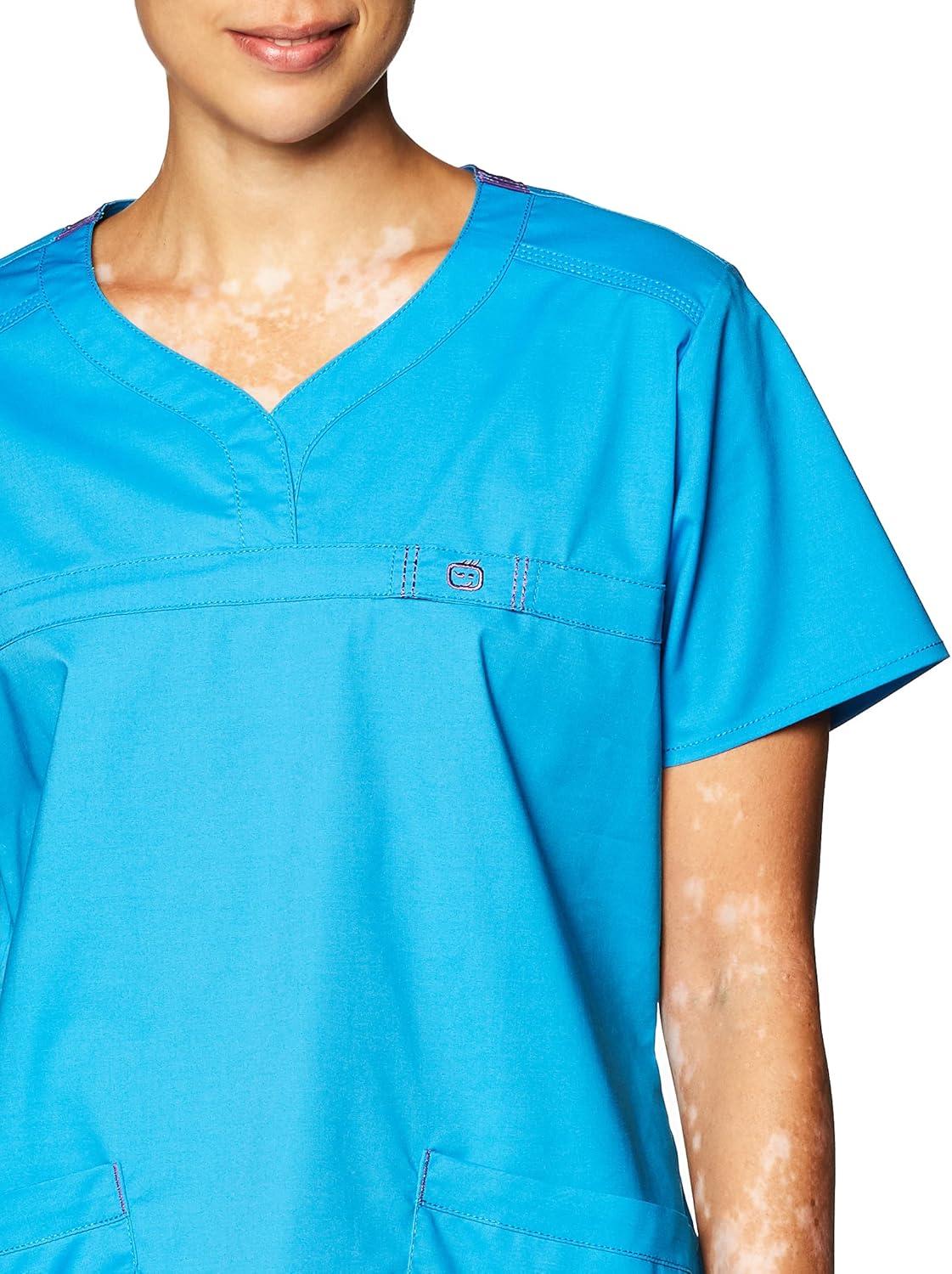 WonderWink Womens Wonderflex Patience Women’s Scrub Top(Malibu Blue)