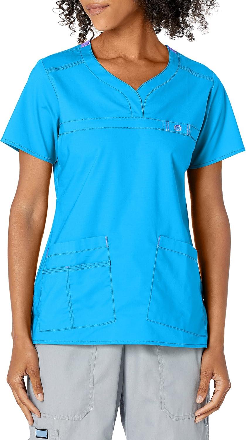 WonderWink Womens Wonderflex Patience Women’s Scrub Top(Malibu Blue)