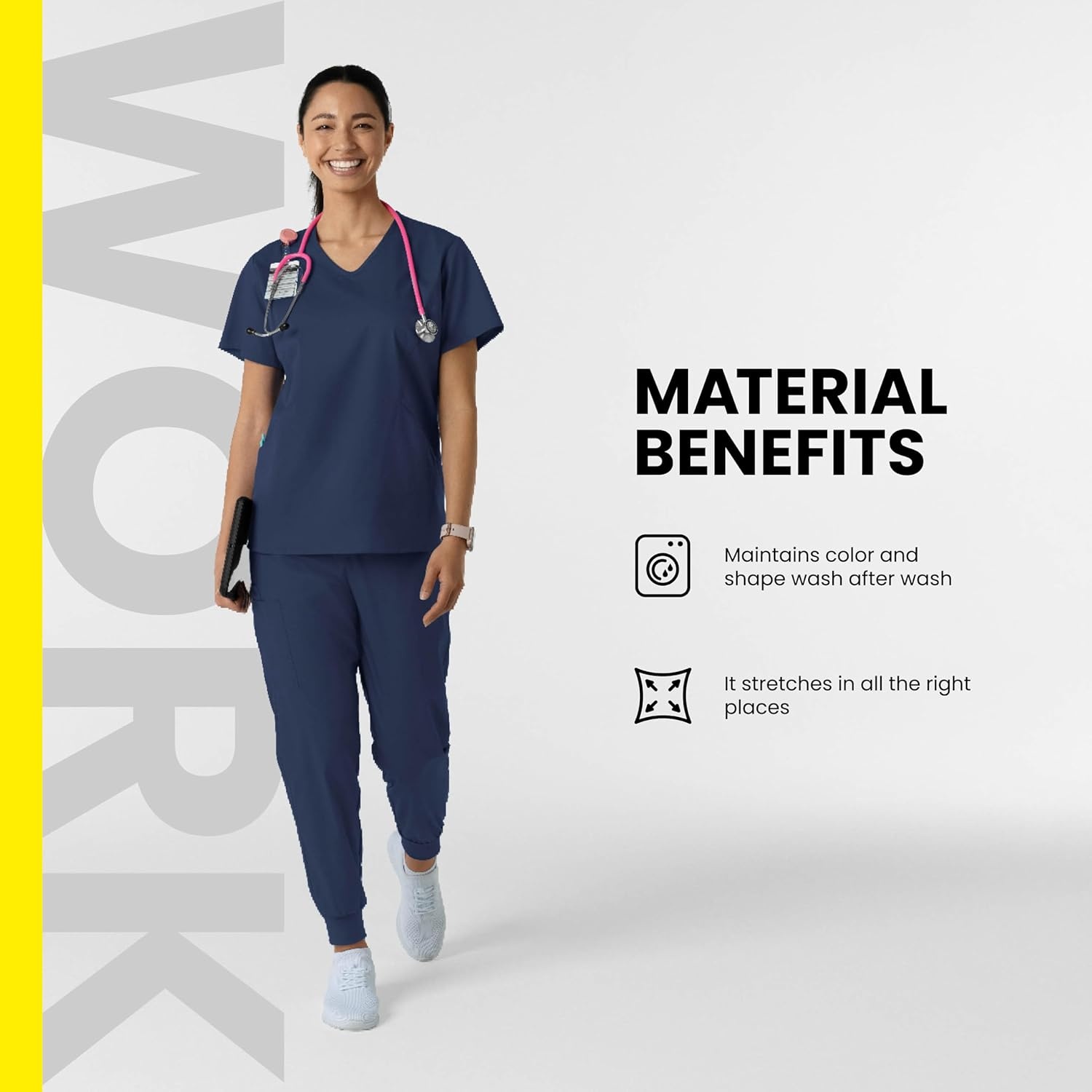 Wink WonderWORK Women’s Shaped V-Neck Scrub Top(Ceil Blue)