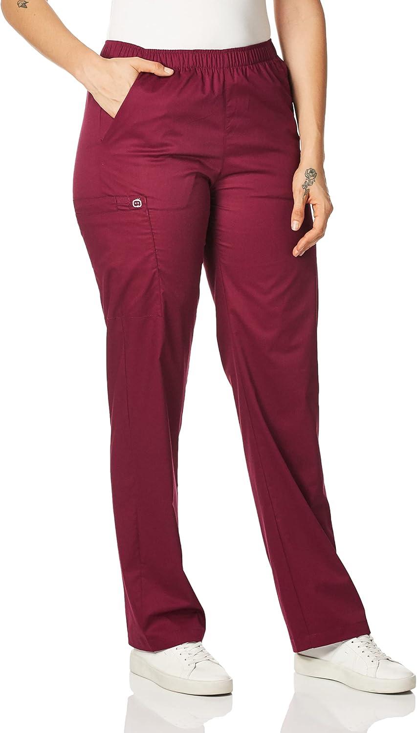 WonderWink Women’s Tall Wonderwork Women’s Pull-On Cargo Scrub Pant Tall(Wine)