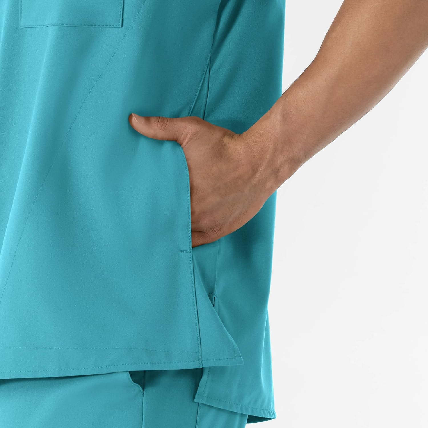 WINK W123 Men’s V-Neck Scrub Top(Teal Blue)
