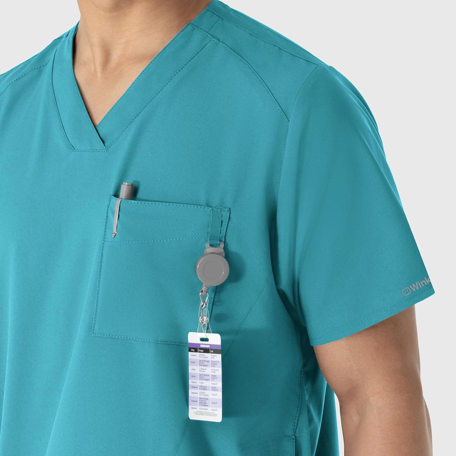 WINK W123 Men’s V-Neck Scrub Top(Teal Blue)