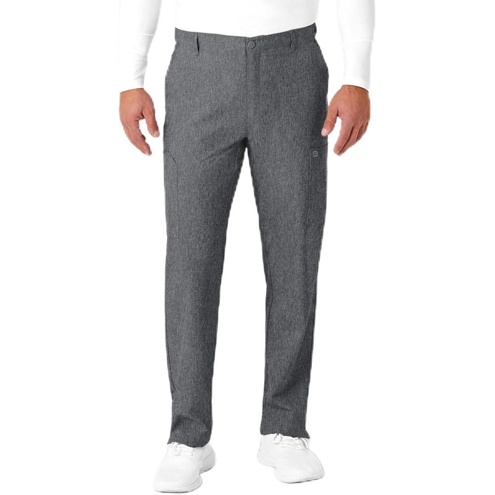 WonderWink Mens Men’s Flat Front Cargo Pant(Charcoal Heather)