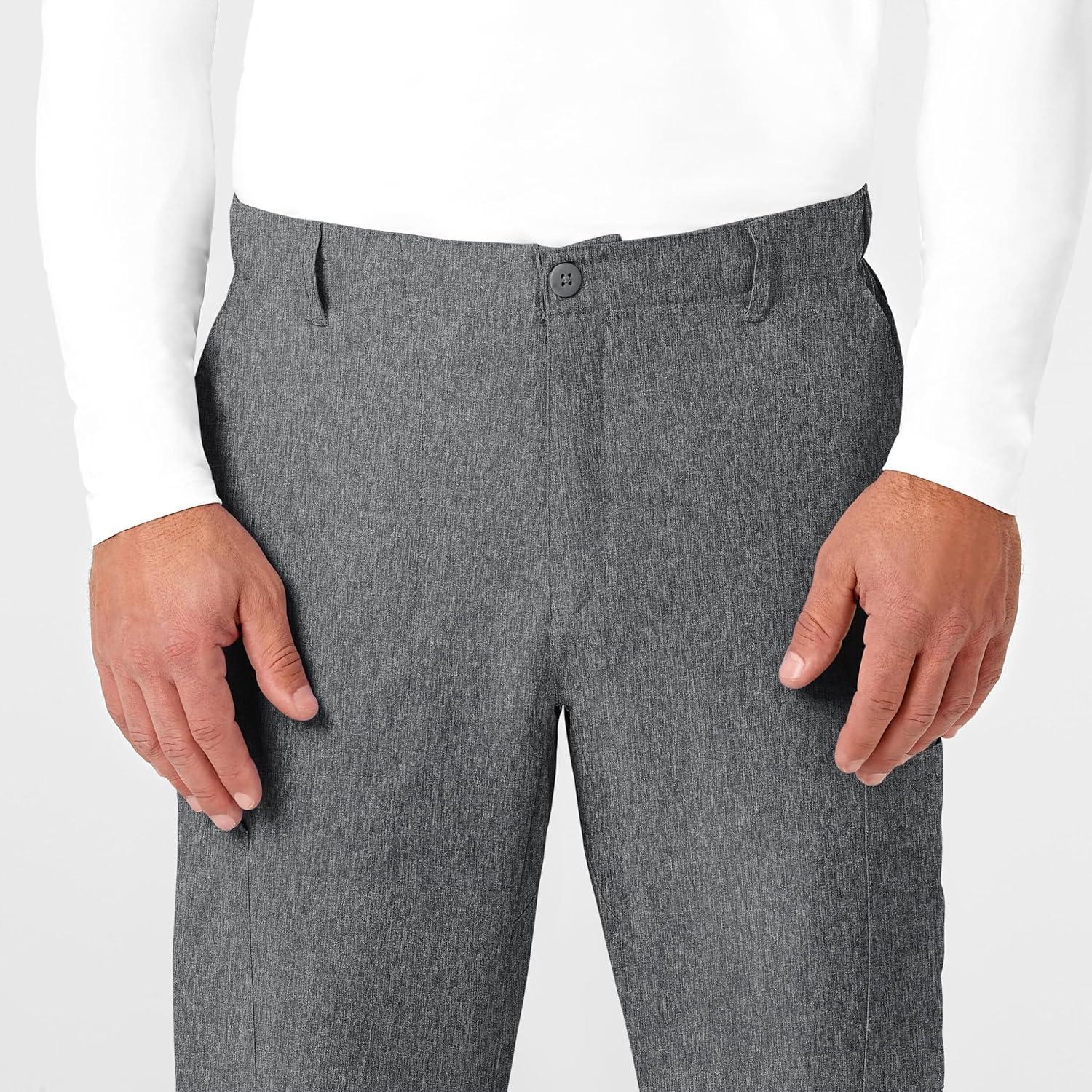 WonderWink Mens Men’s Flat Front Cargo Pant(Charcoal Heather)