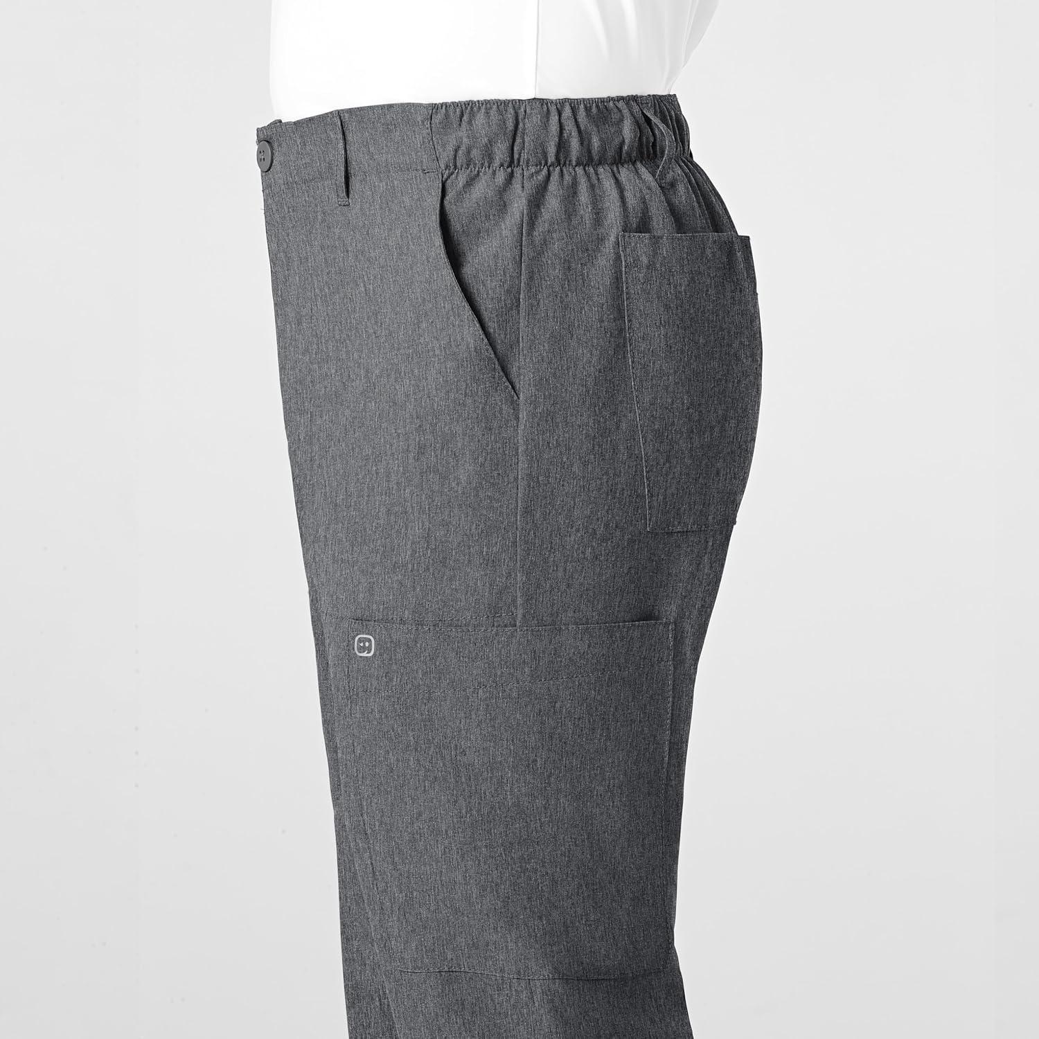 WonderWink Mens Men’s Flat Front Cargo Pant(Charcoal Heather)