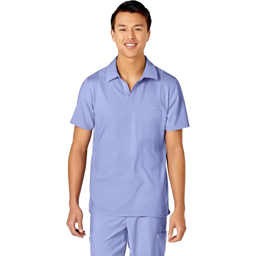 Wink W123 Men’s Collar Scrub Top(Ceil Blue)