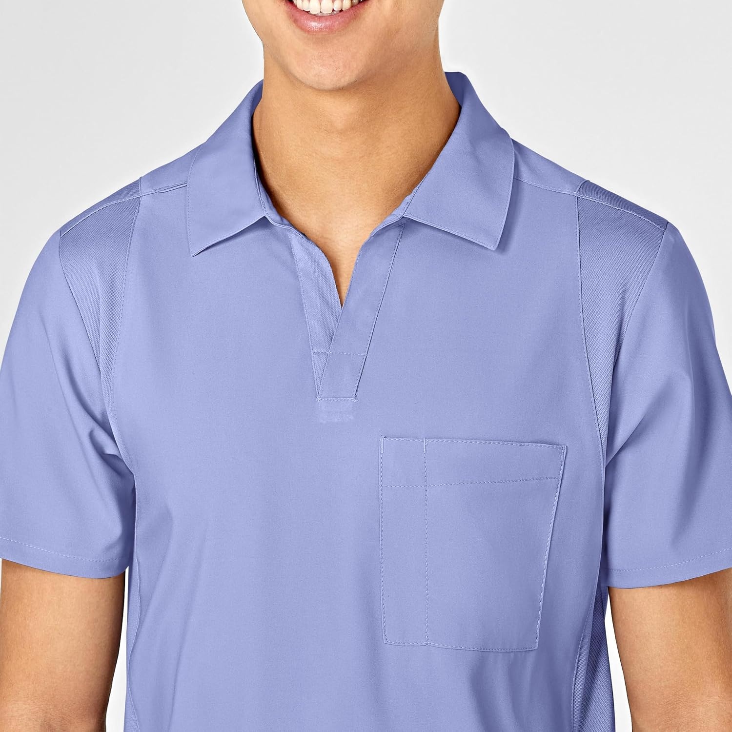 Wink W123 Men’s Collar Scrub Top(Ceil Blue)