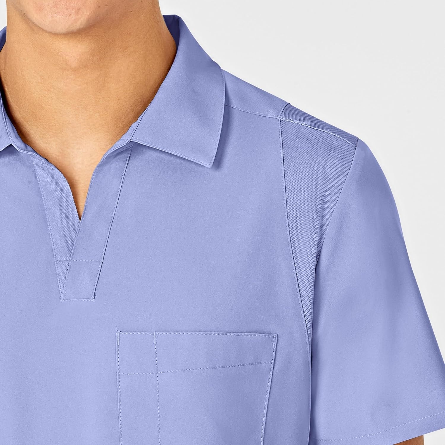 Wink W123 Men’s Collar Scrub Top(Ceil Blue)
