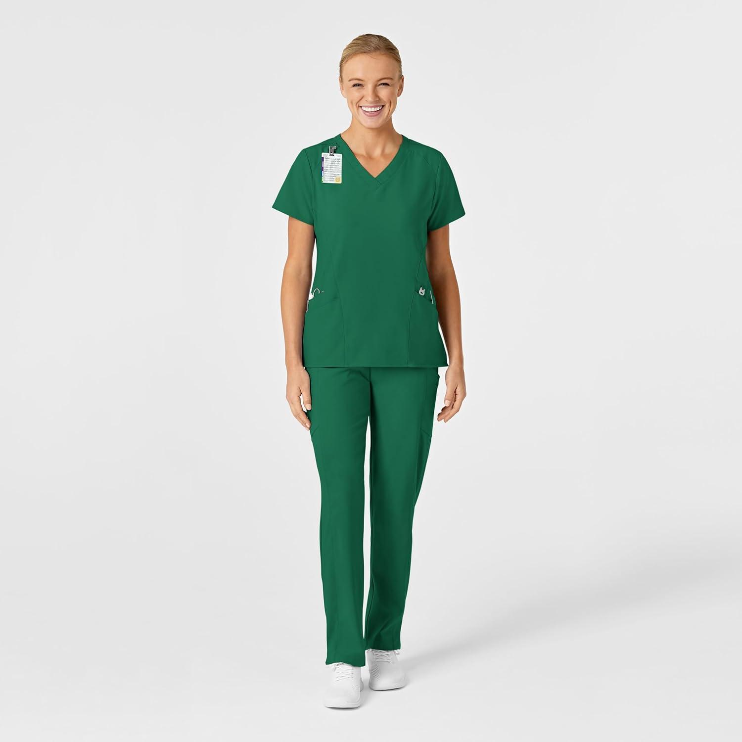 Wink Scrubs for Women, W123, Stylized V-Neck Tops with 5 Pockets(Hunter)