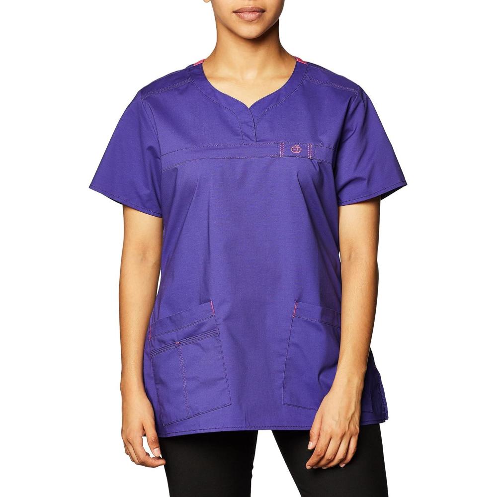 WonderWink Womens Wonderflex Patience Women’s Scrub Top(Grape)