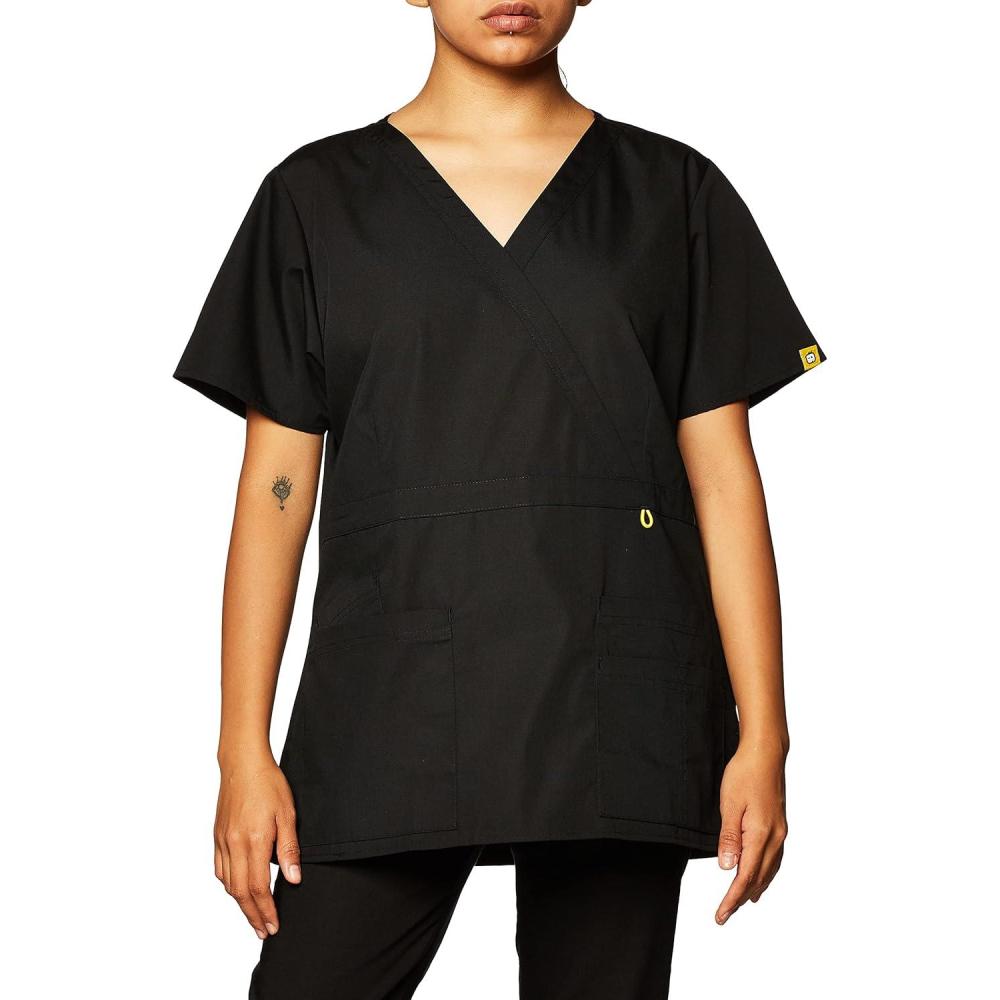 WonderWink Women’s Origins Golf Scrub Top(Black)