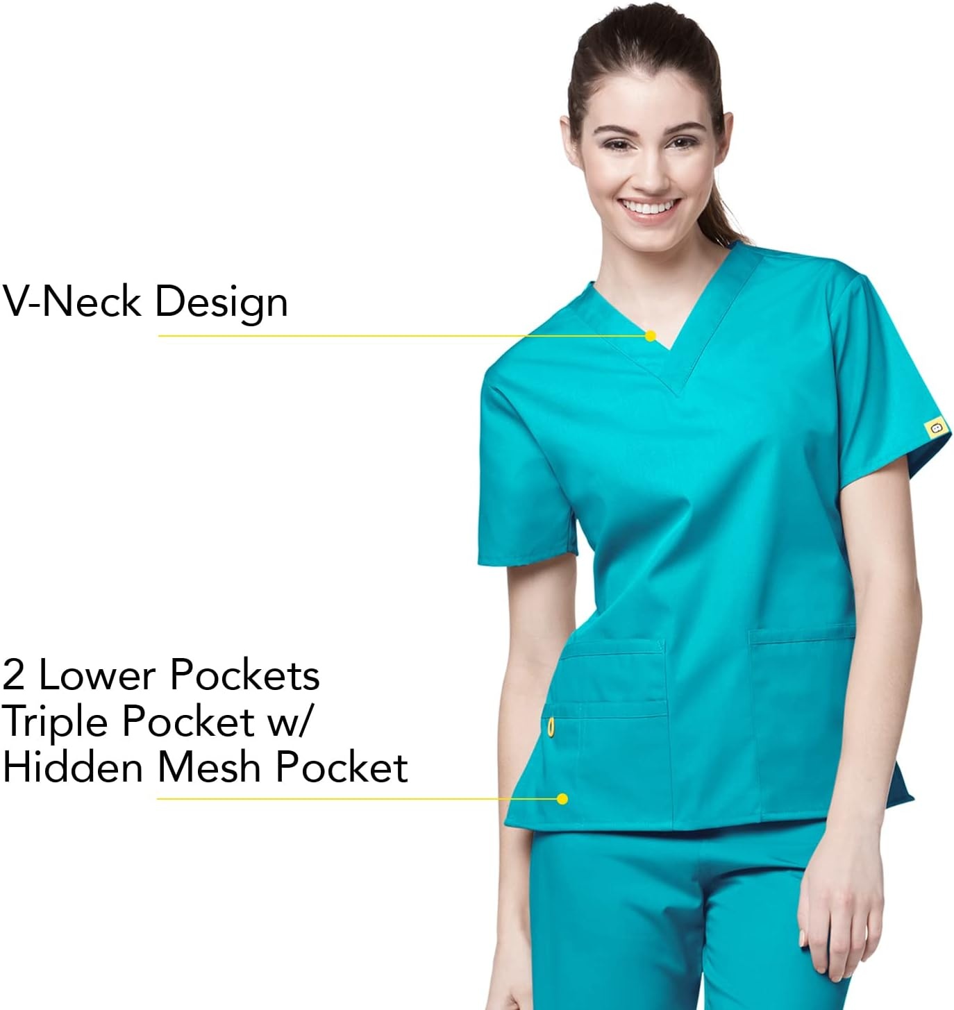 WonderWink Women’s Origins Bravo V-Neck Top(Real Teal)