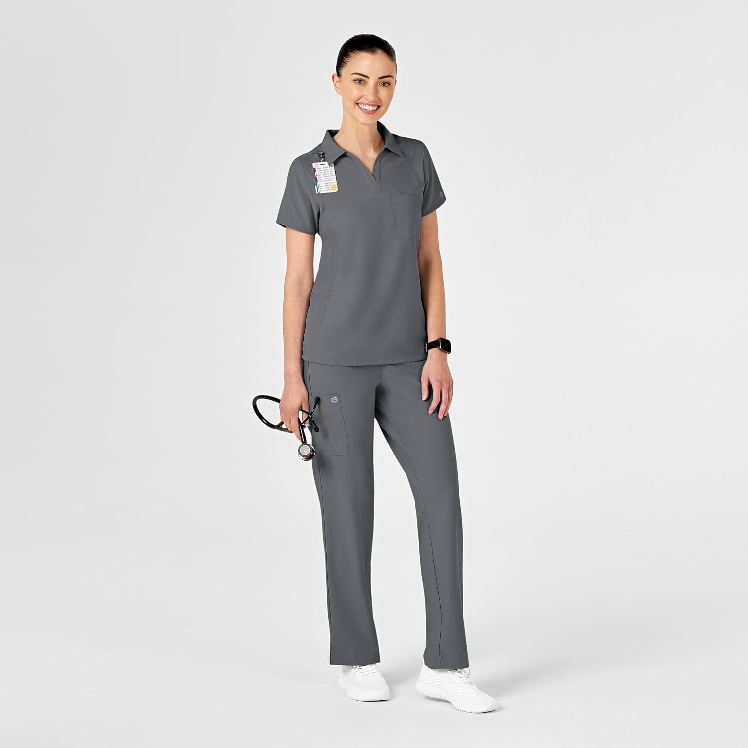 Wink W123 Women’s Collar Scrub Top(Pewter)
