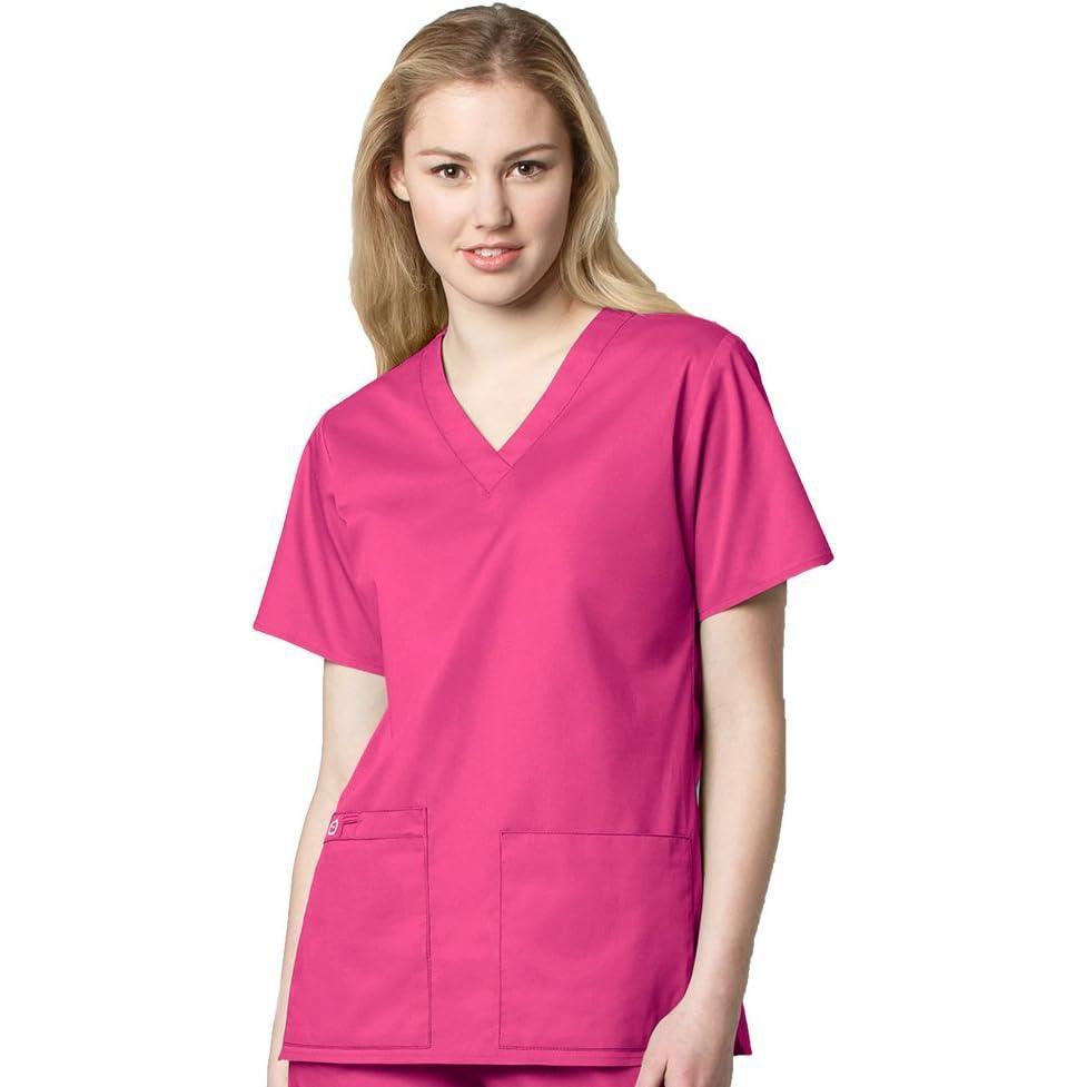 WonderWink Unisex-Adult Unisex V-Neck Top(Fuchsia)