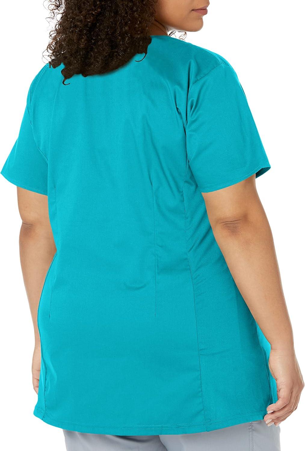 Wink WonderWORK Scrubs for Maternity Mock Wrap Scrub Tops(Teal Blue)