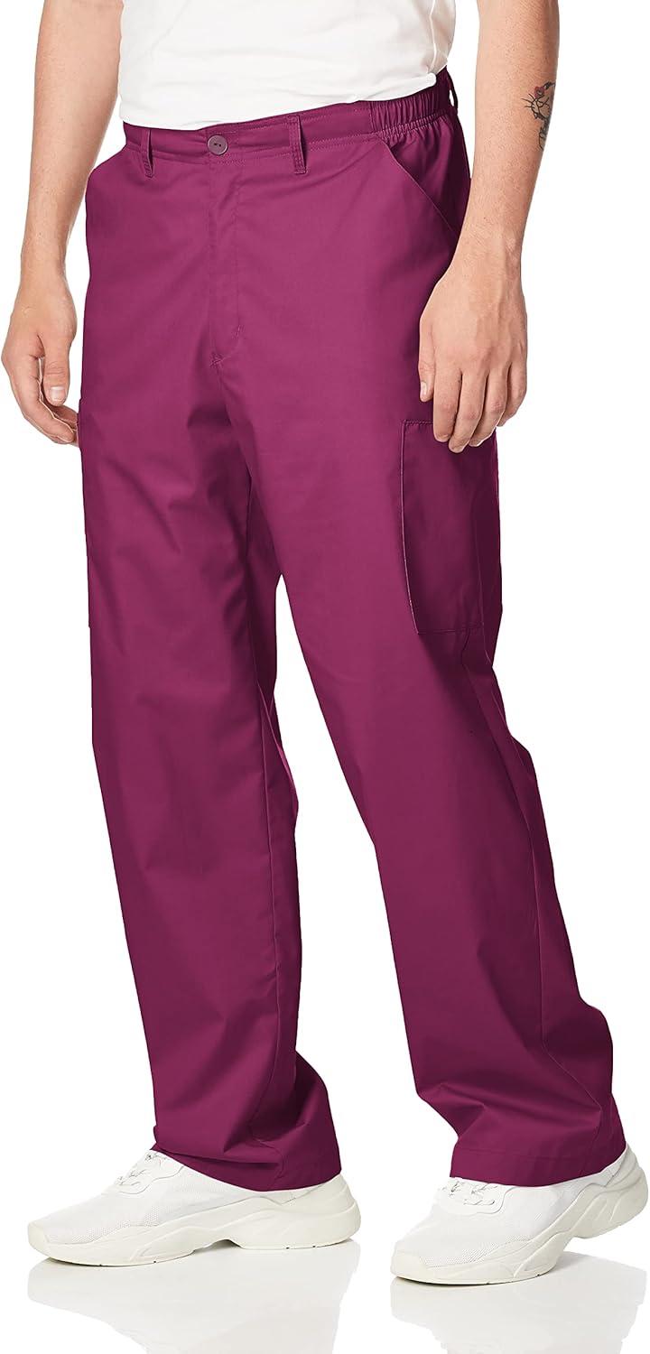 Wink WonderWORK Scrubs for Men, Cargo Scrub Pants(Wine)