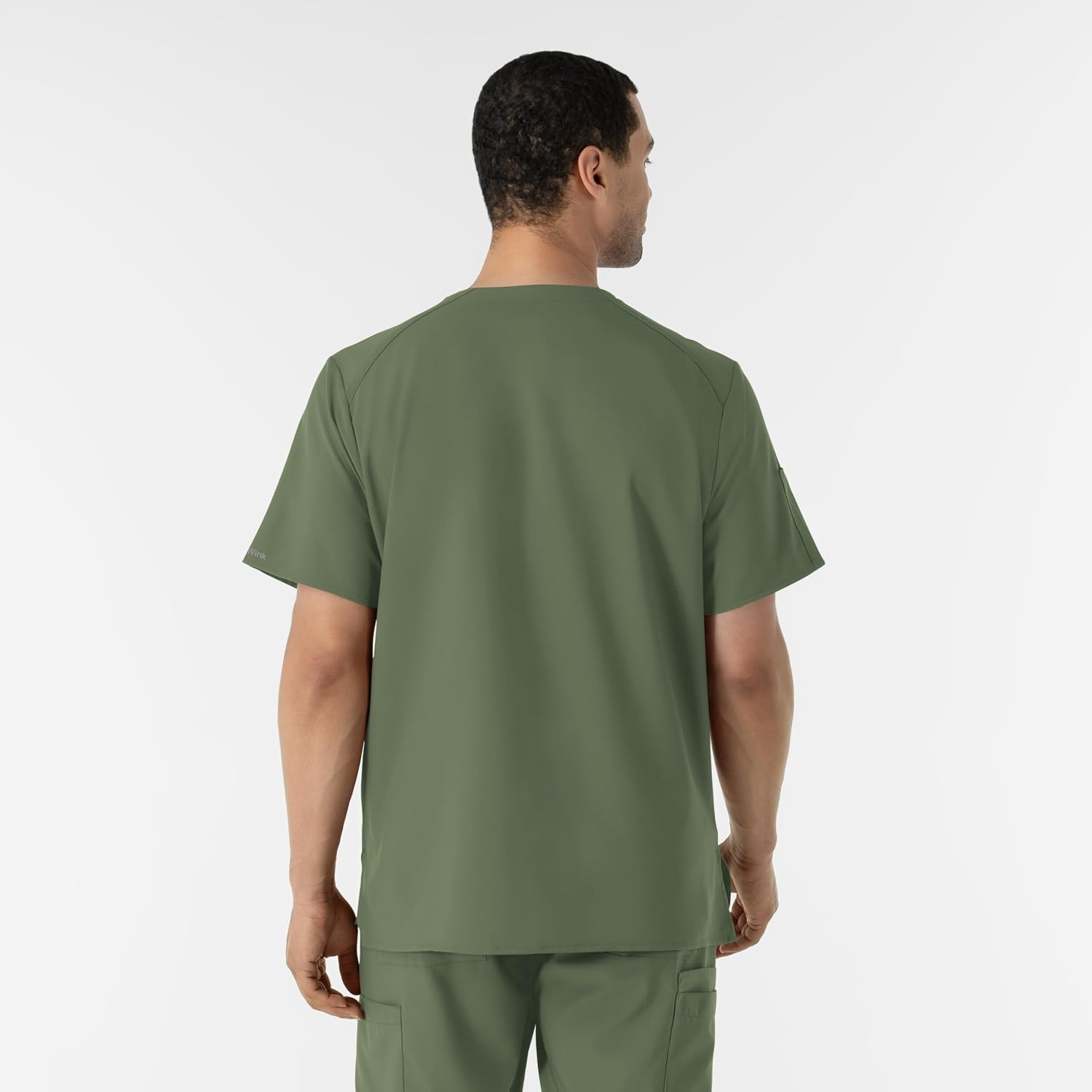 WINK W123 Men’s V-Neck Scrub Top(Olive)