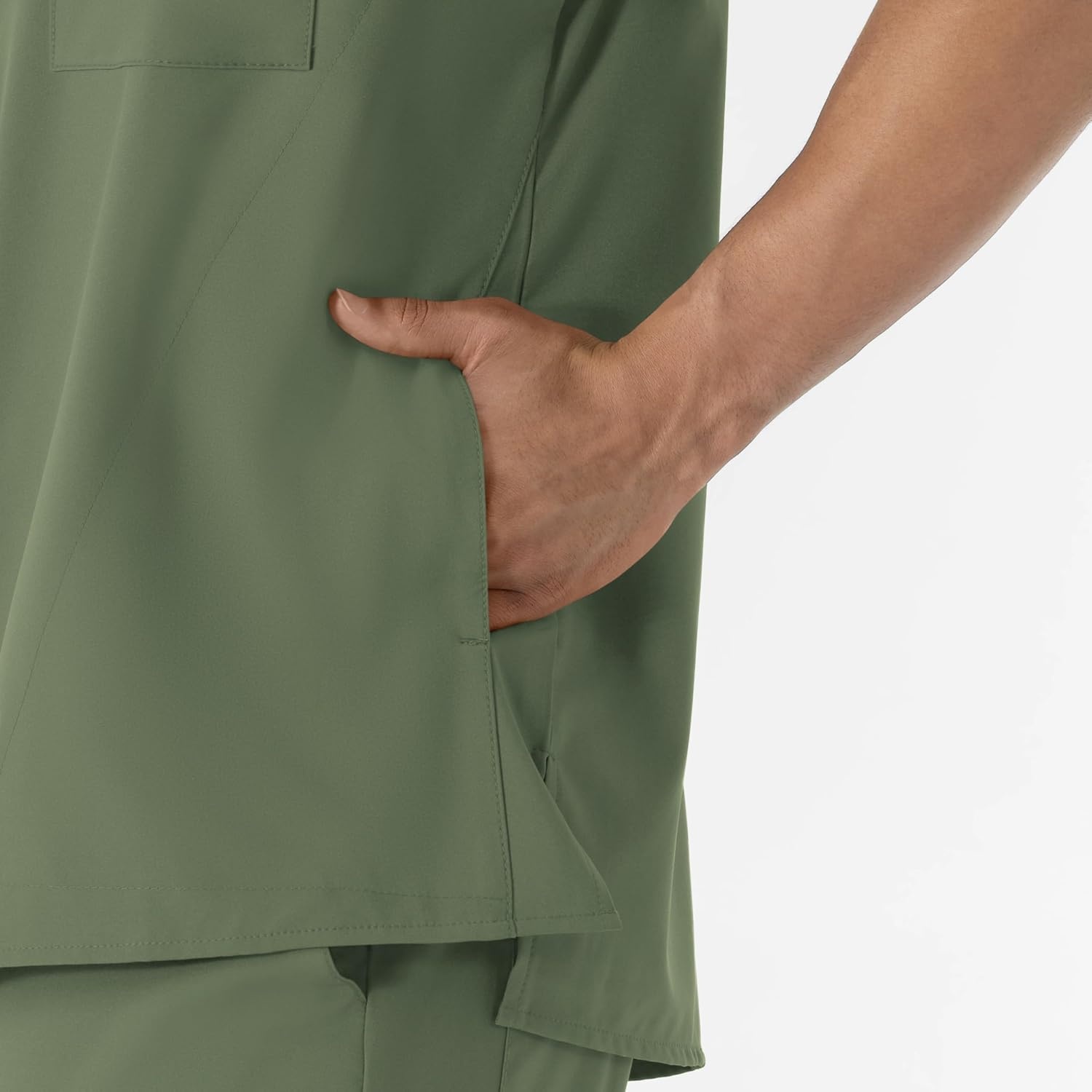 WINK W123 Men’s V-Neck Scrub Top(Olive)
