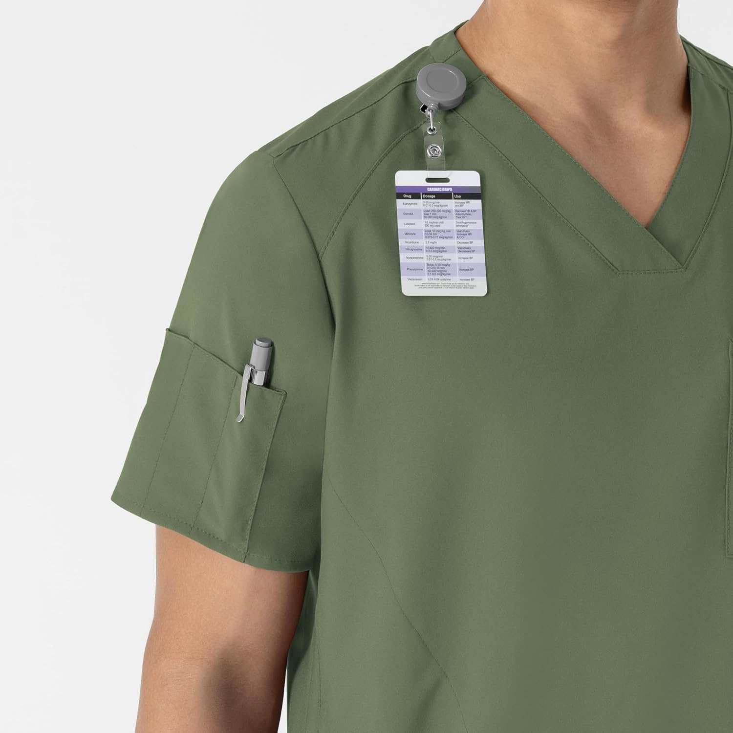 WINK W123 Men’s V-Neck Scrub Top(Olive)