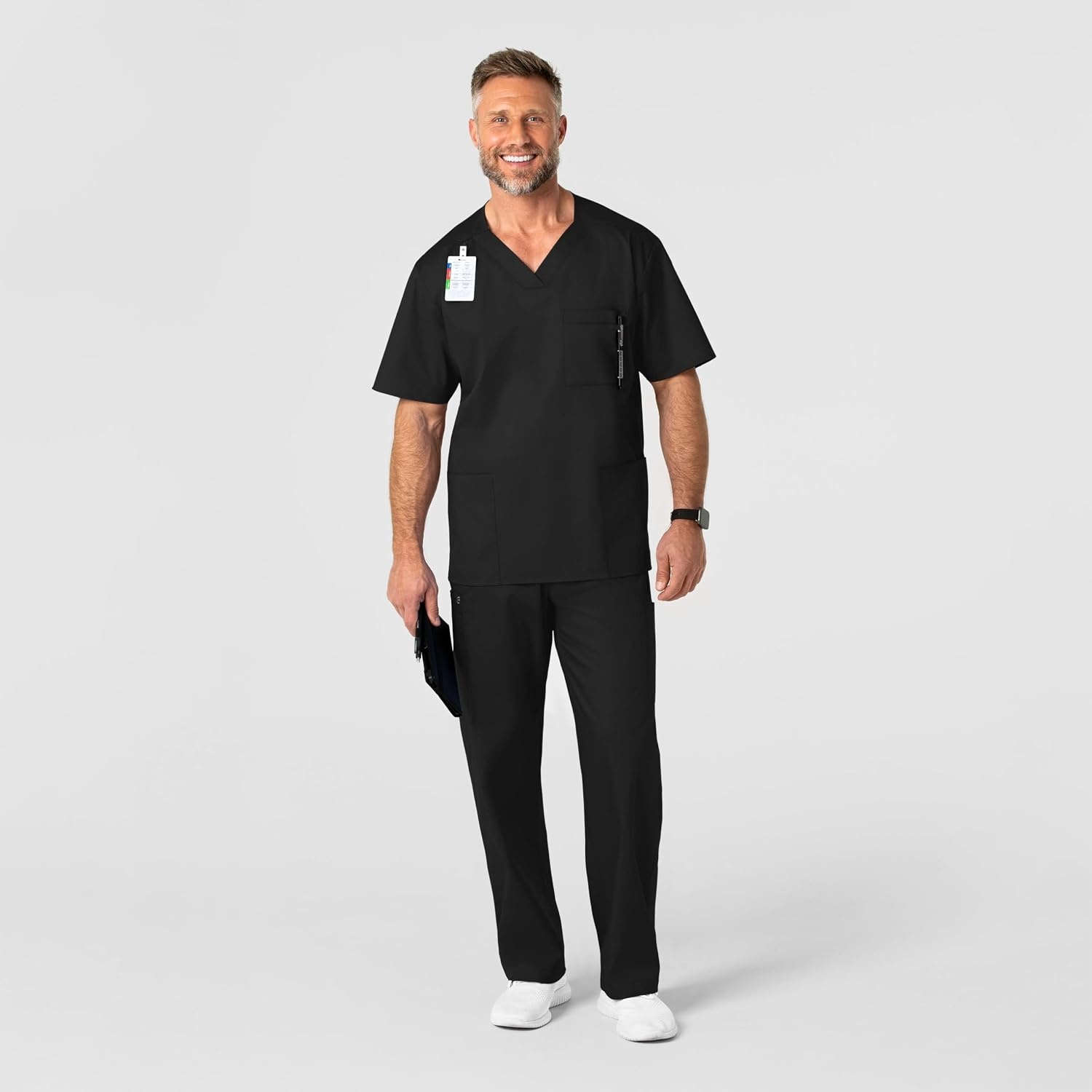 WonderWink Men’s Big Wonderwork Big Men’s V Neck Scrub Top(Black)