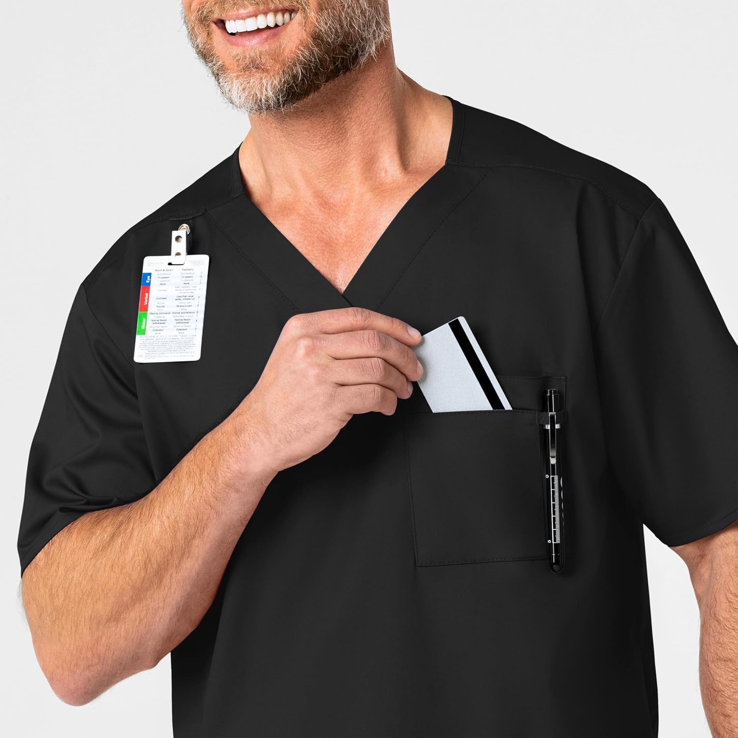 WonderWink Men’s Big Wonderwork Big Men’s V Neck Scrub Top(Black)