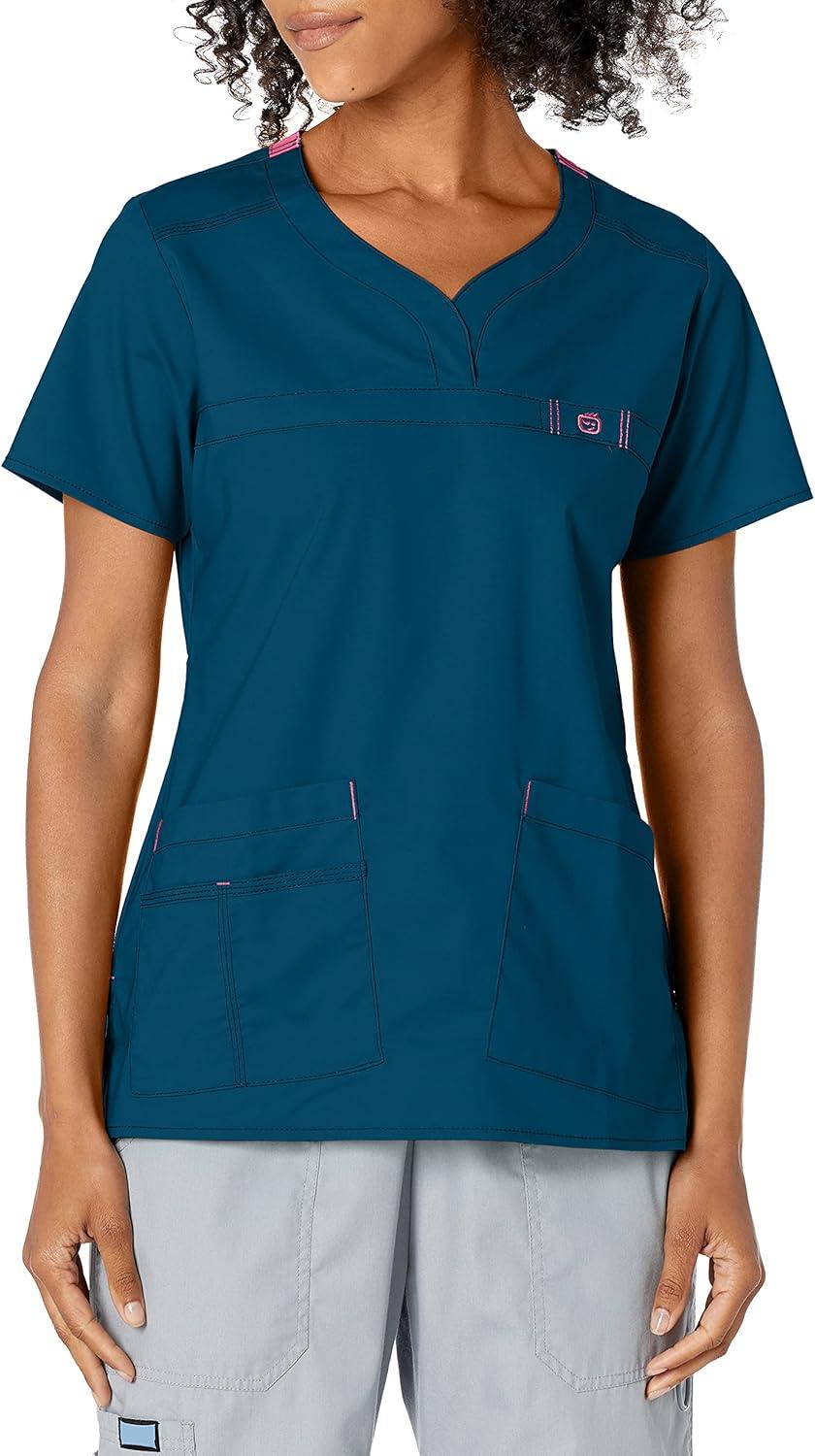 WonderWink Womens Wonderflex Patience Women’s Scrub Top(Caribbean)