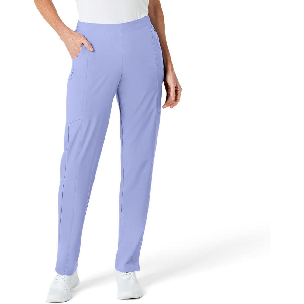 WonderWink womens Women’s Flat Front Cargo Scrub Pant(Ceil Blue)