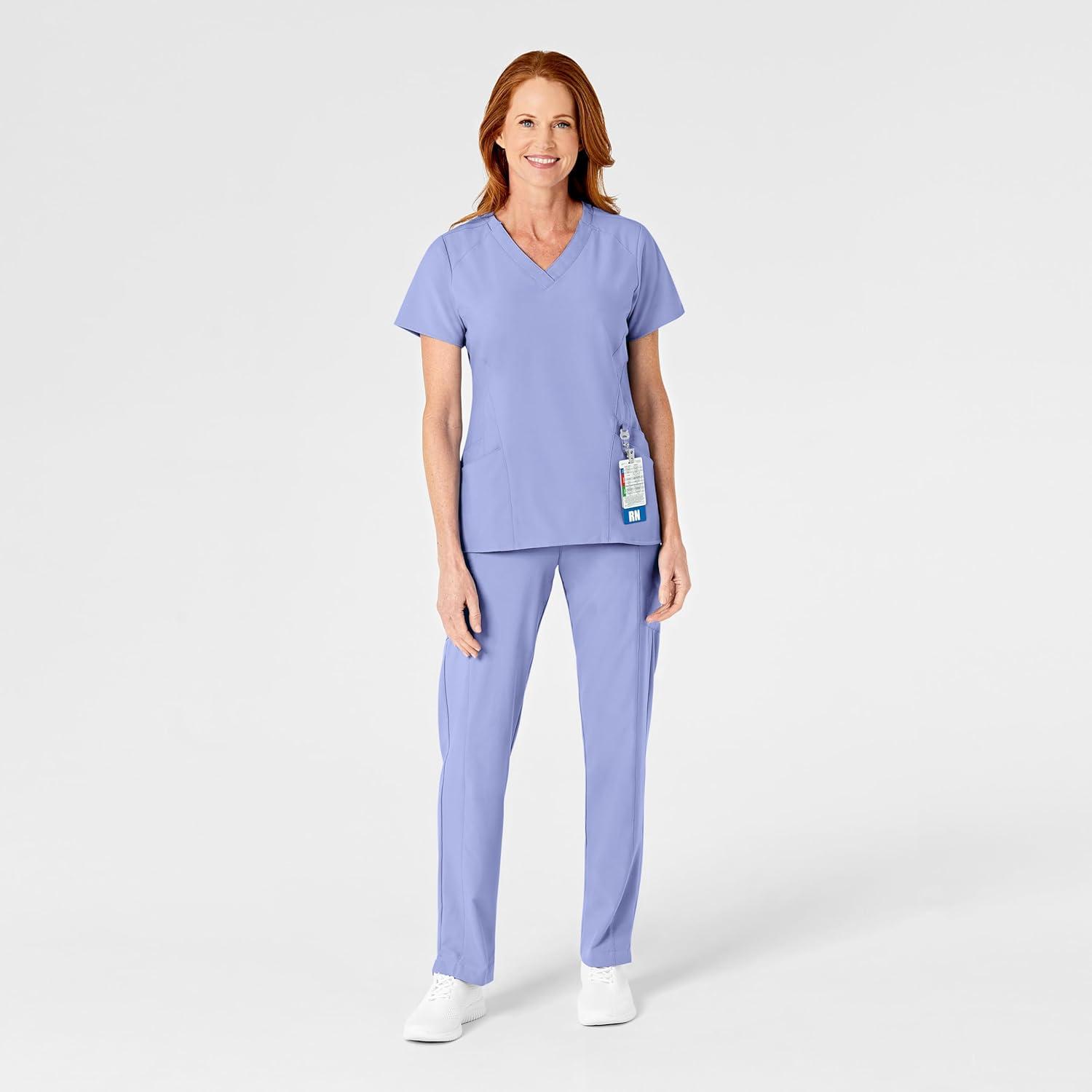 WonderWink womens Women’s Flat Front Cargo Scrub Pant(Ceil Blue)