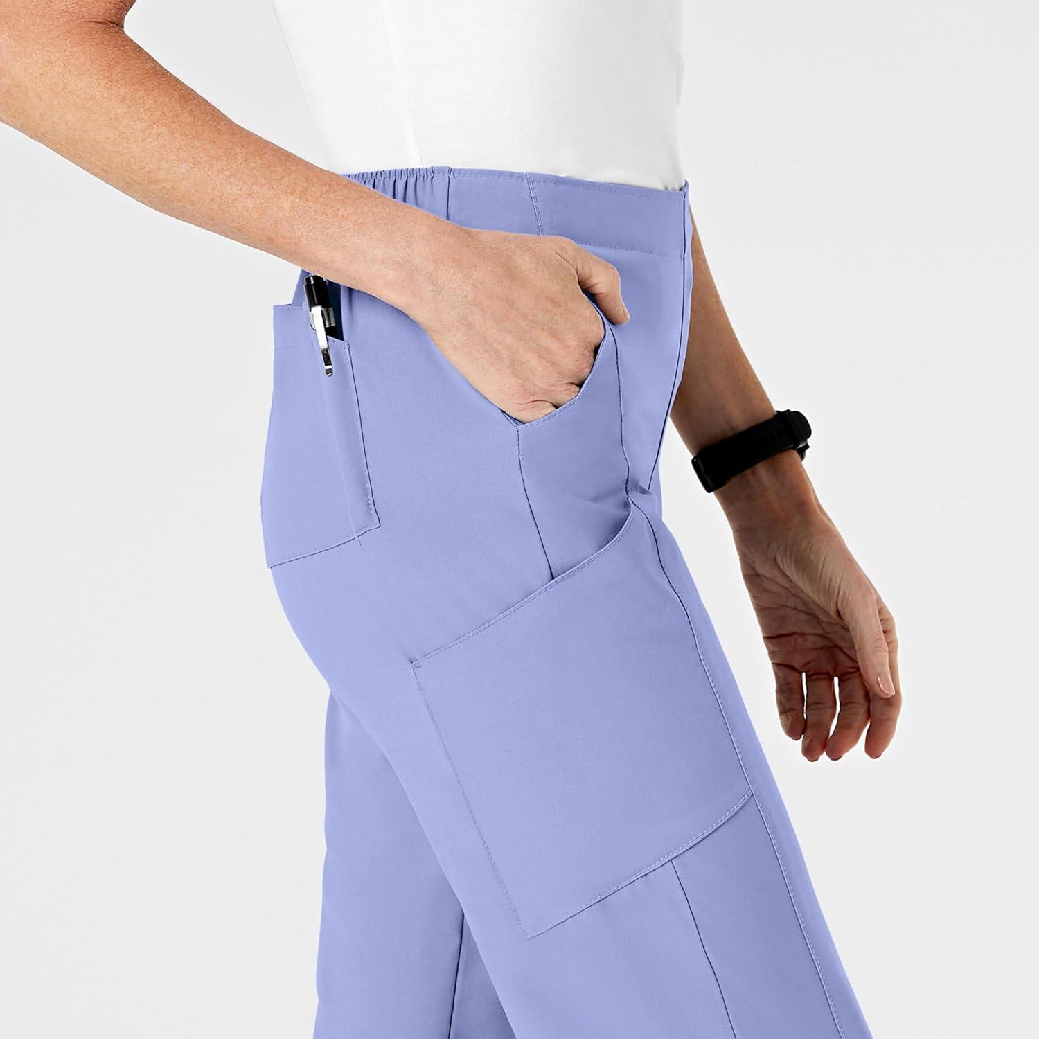 WonderWink womens Women’s Flat Front Cargo Scrub Pant(Ceil Blue)