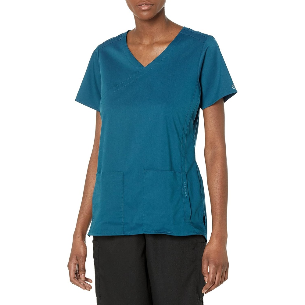 Wink PRO Women’s 4 Pocket Wrap Scrub Top(Caribbean Blue)